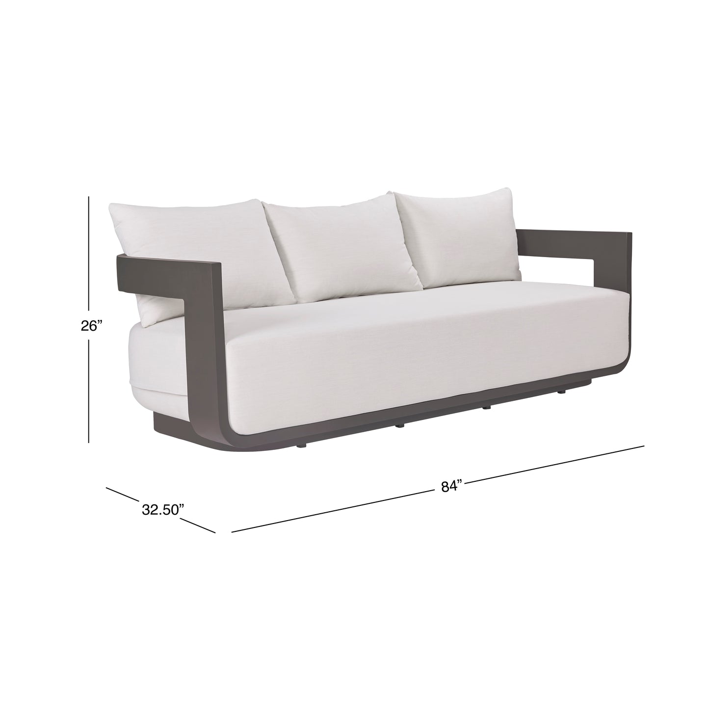 Sedona Outdoor Sofa, Sunbrella Cast Pumice And Bronze Aluminum