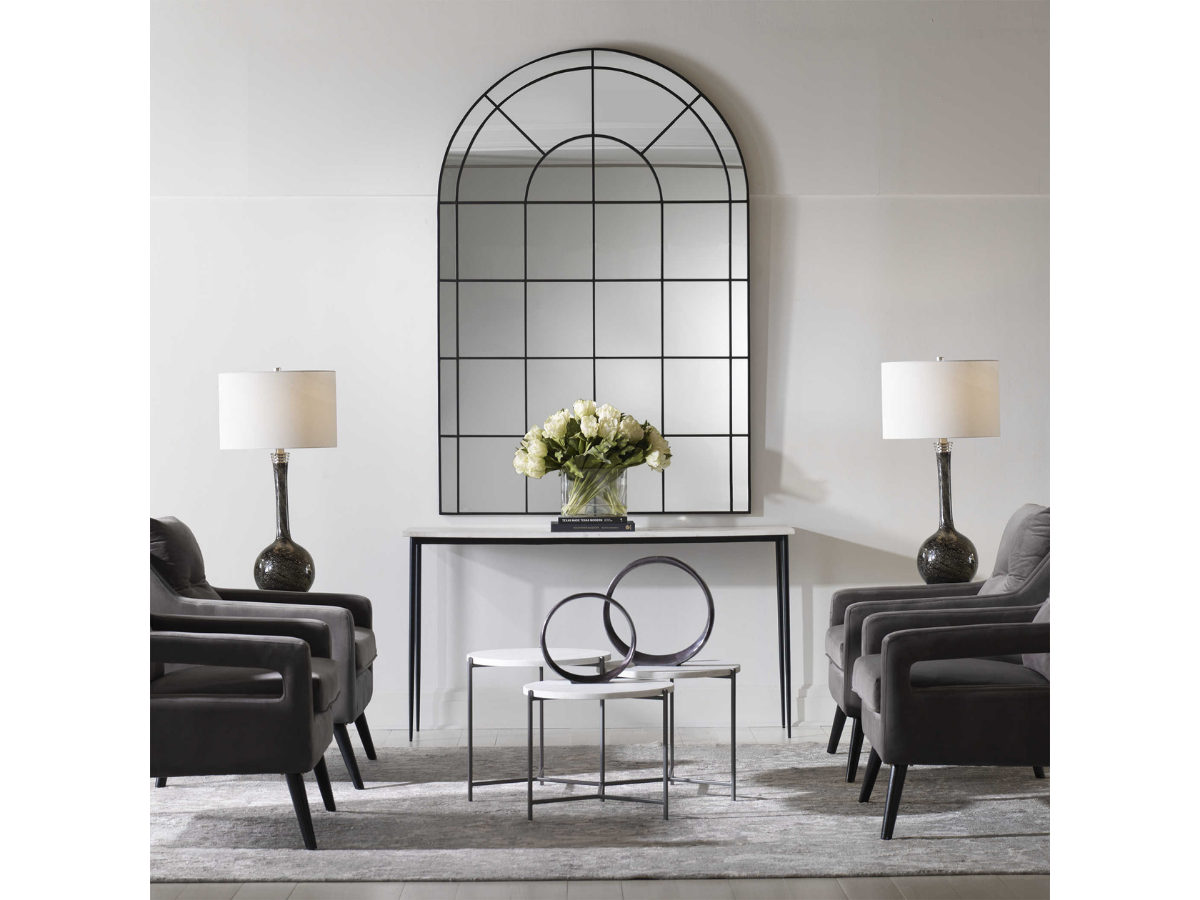Abbyson Home Galia Black Arch Iron Mirror