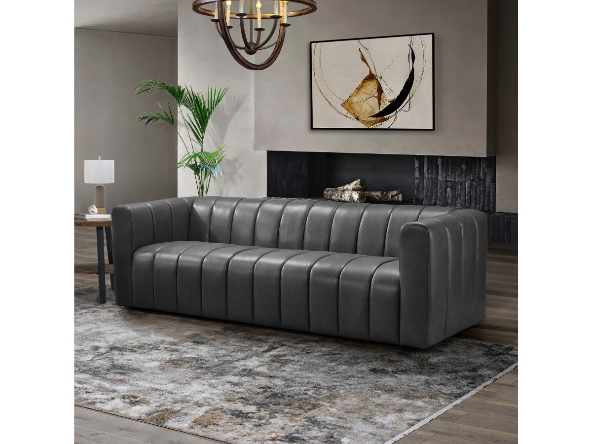 Gianna Leather Sofa - Dark Gray