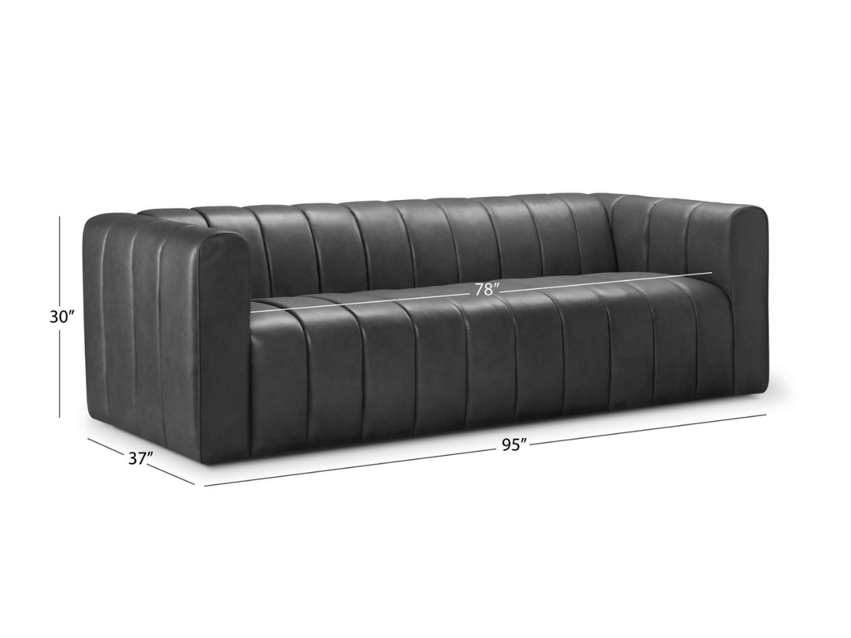 Gianna Leather Sofa - Dark Gray