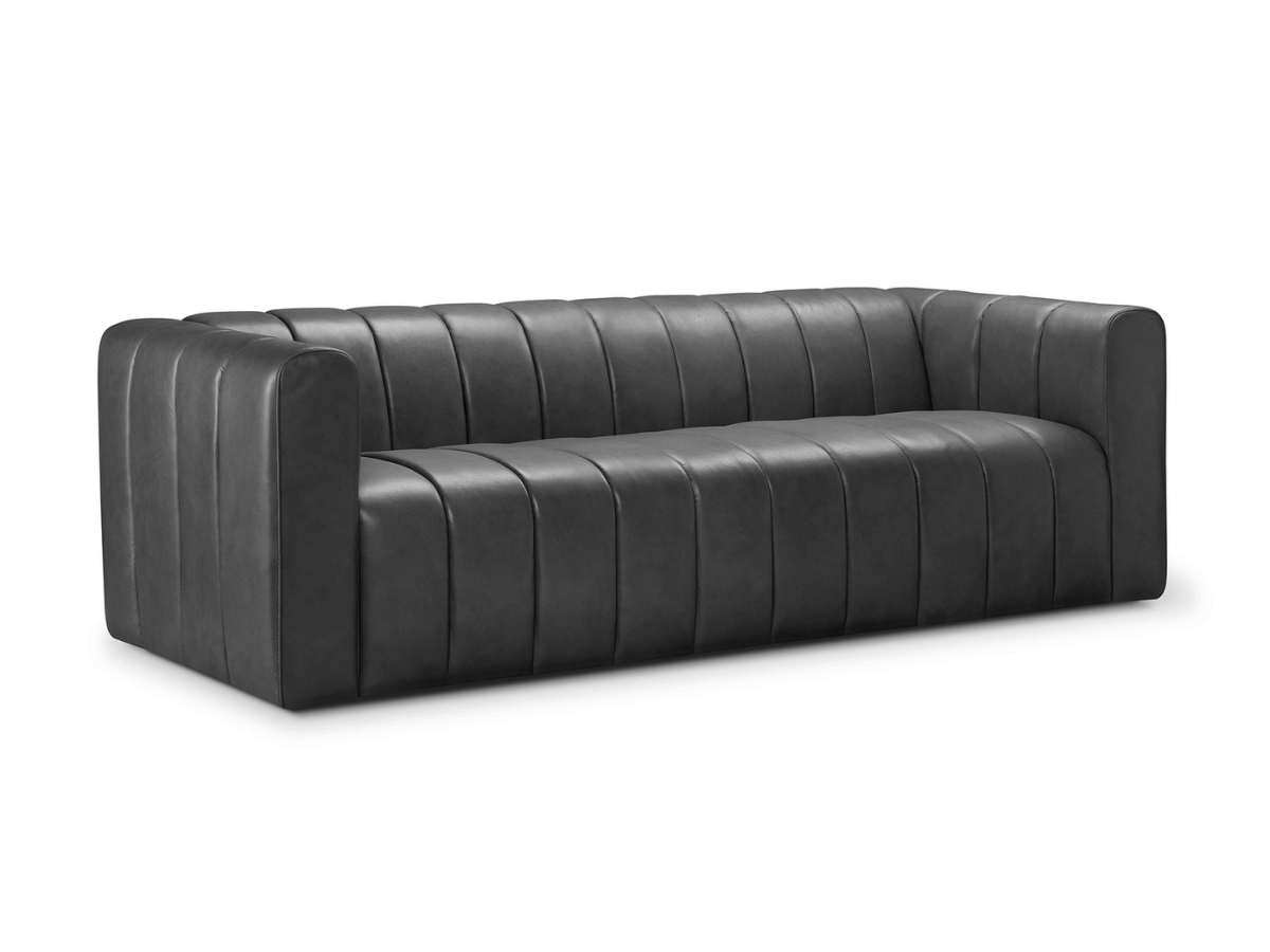 Gianna Leather Sofa - Dark Gray