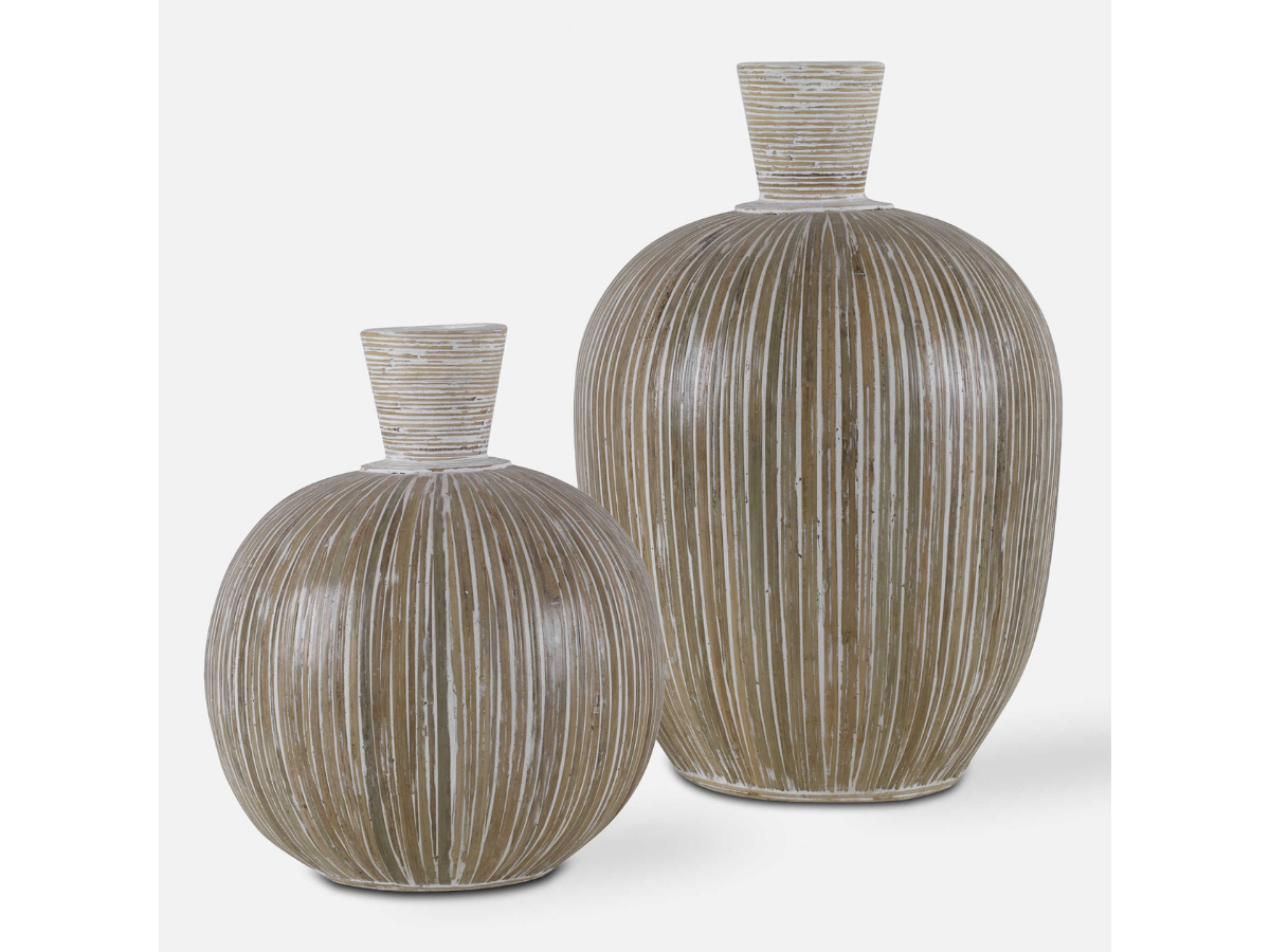 Abbyson Home Isabel White Washed Vases, Set of 2