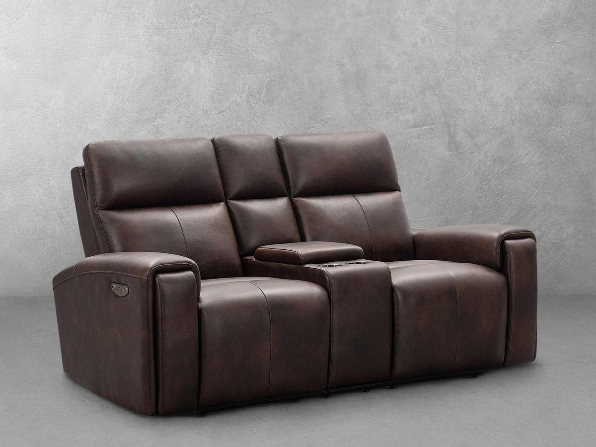 Keegan Power Reclining Leather Loveseat - Brown