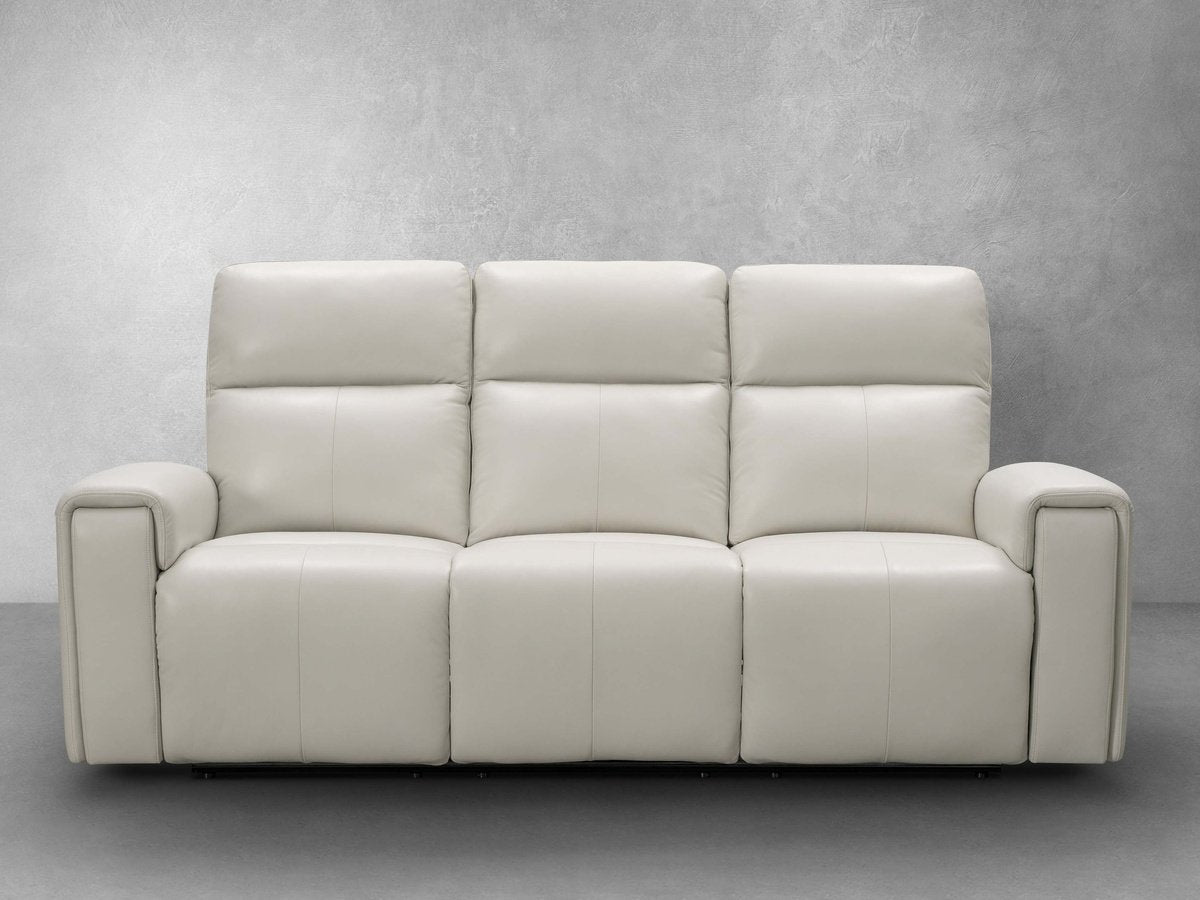 Keegan Power Reclining Leather Sofa - Ivory