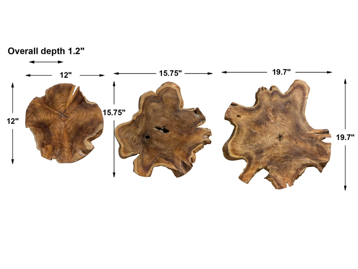 Abbyson Home Kestrel Teak Wall Art, Set of 3