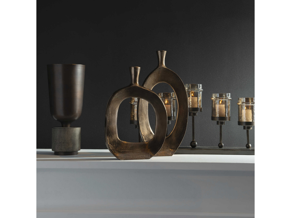 Abbyson Home Kyrie Textured Bronze Vases, Set of 2