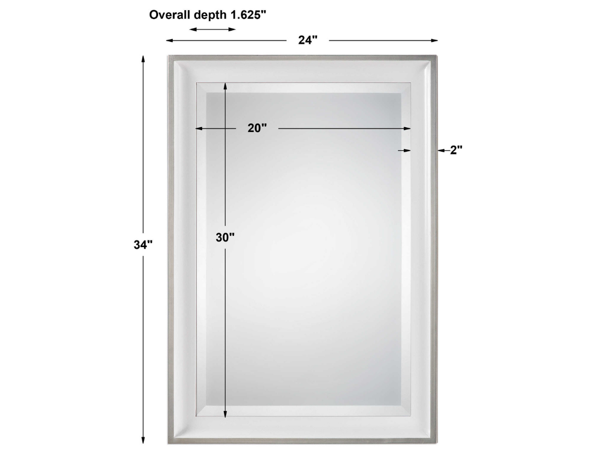 Abbyson Home Laiken White Silver Mirror