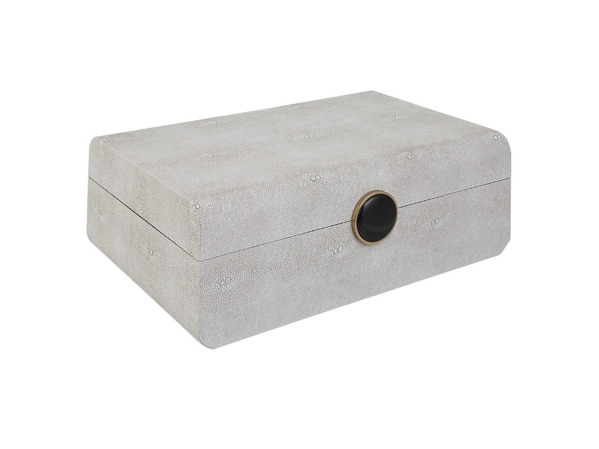 Abbyson Home Landry White Shagreen Box