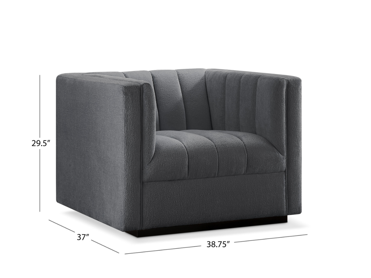 Lavish Upholstered Fabric Channel Chair - Gray