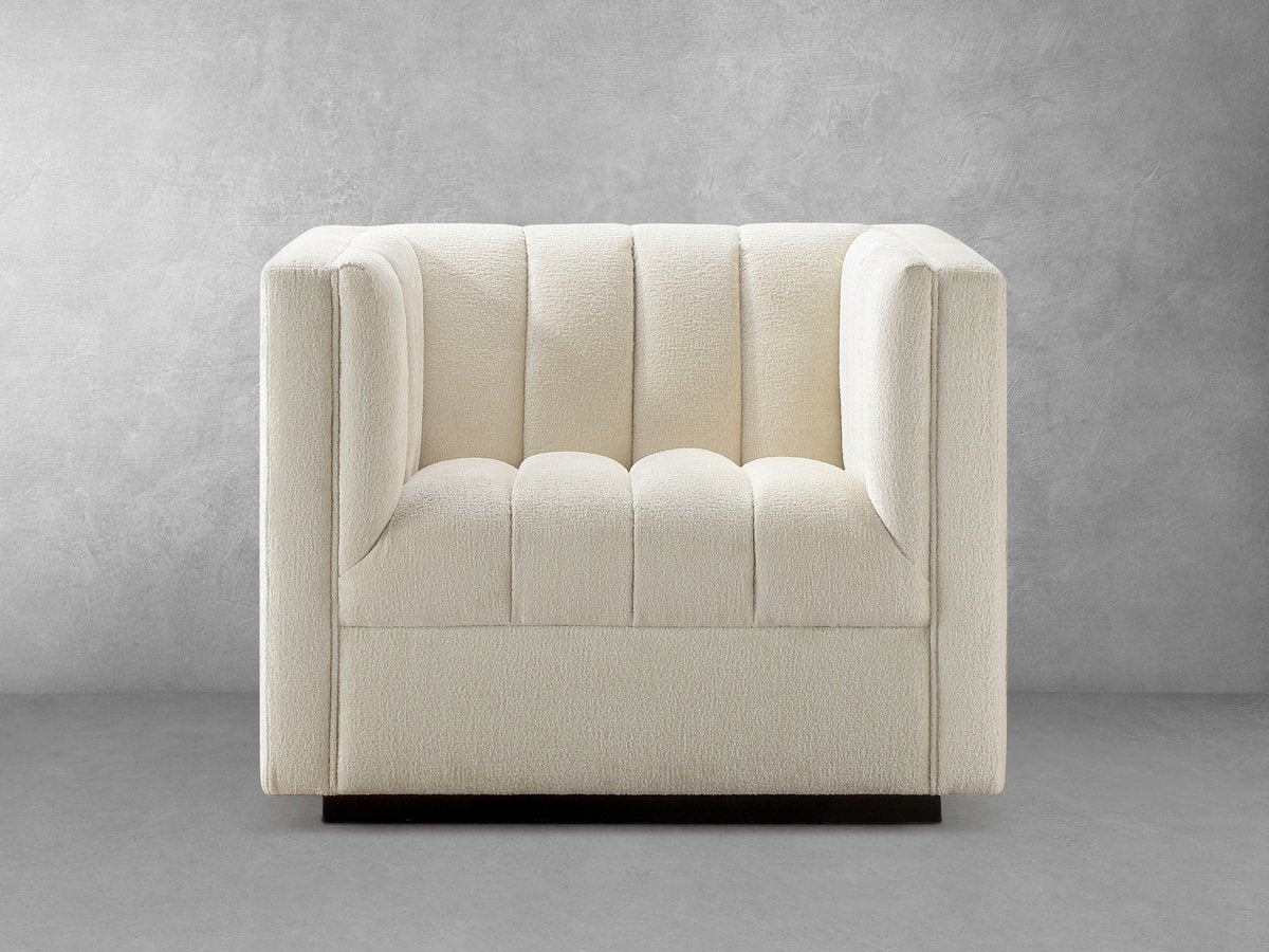 Lavish Upholstered Fabric Channel Chair - Cream