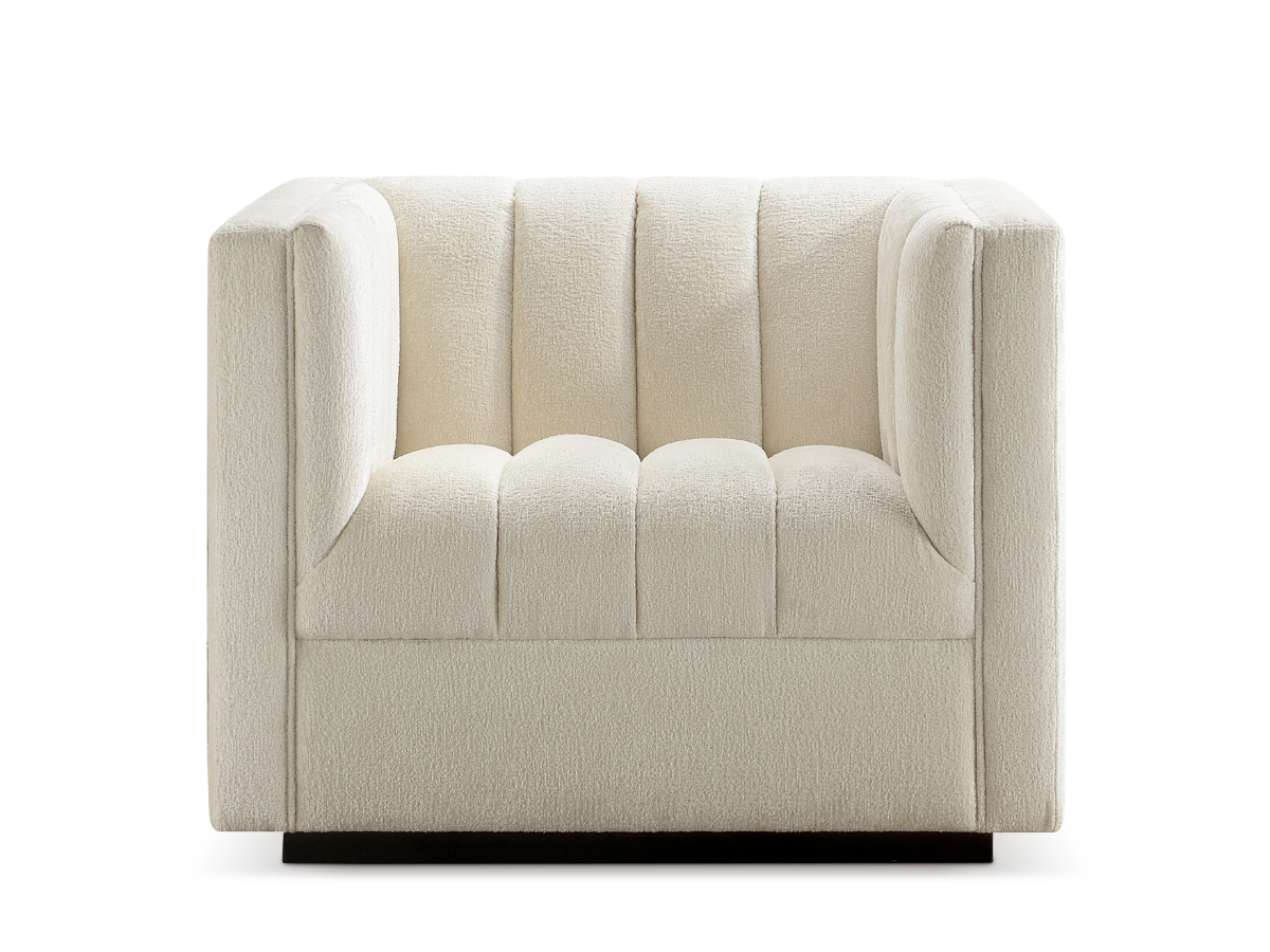 Lavish Upholstered Fabric Channel Chair - Cream