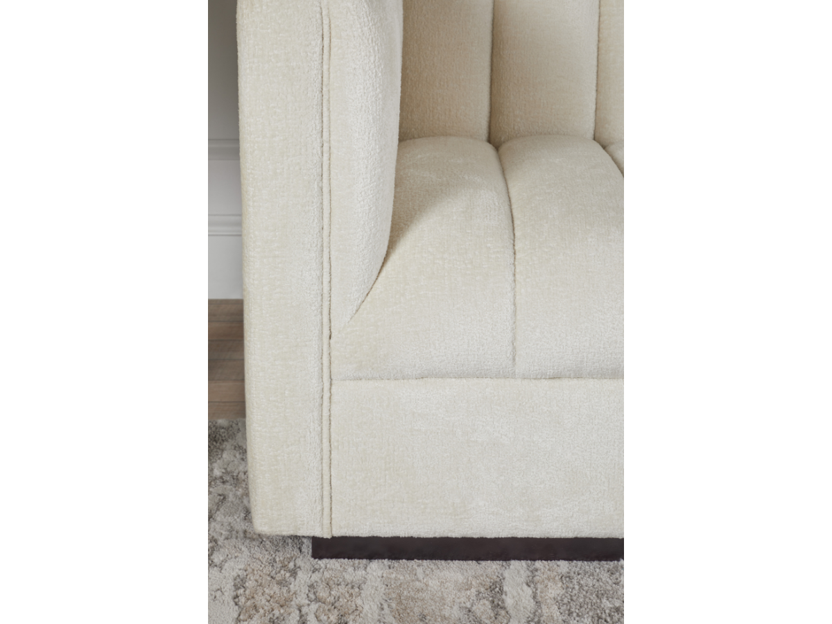 Lavish Upholstered Fabric Channel Chair - Cream