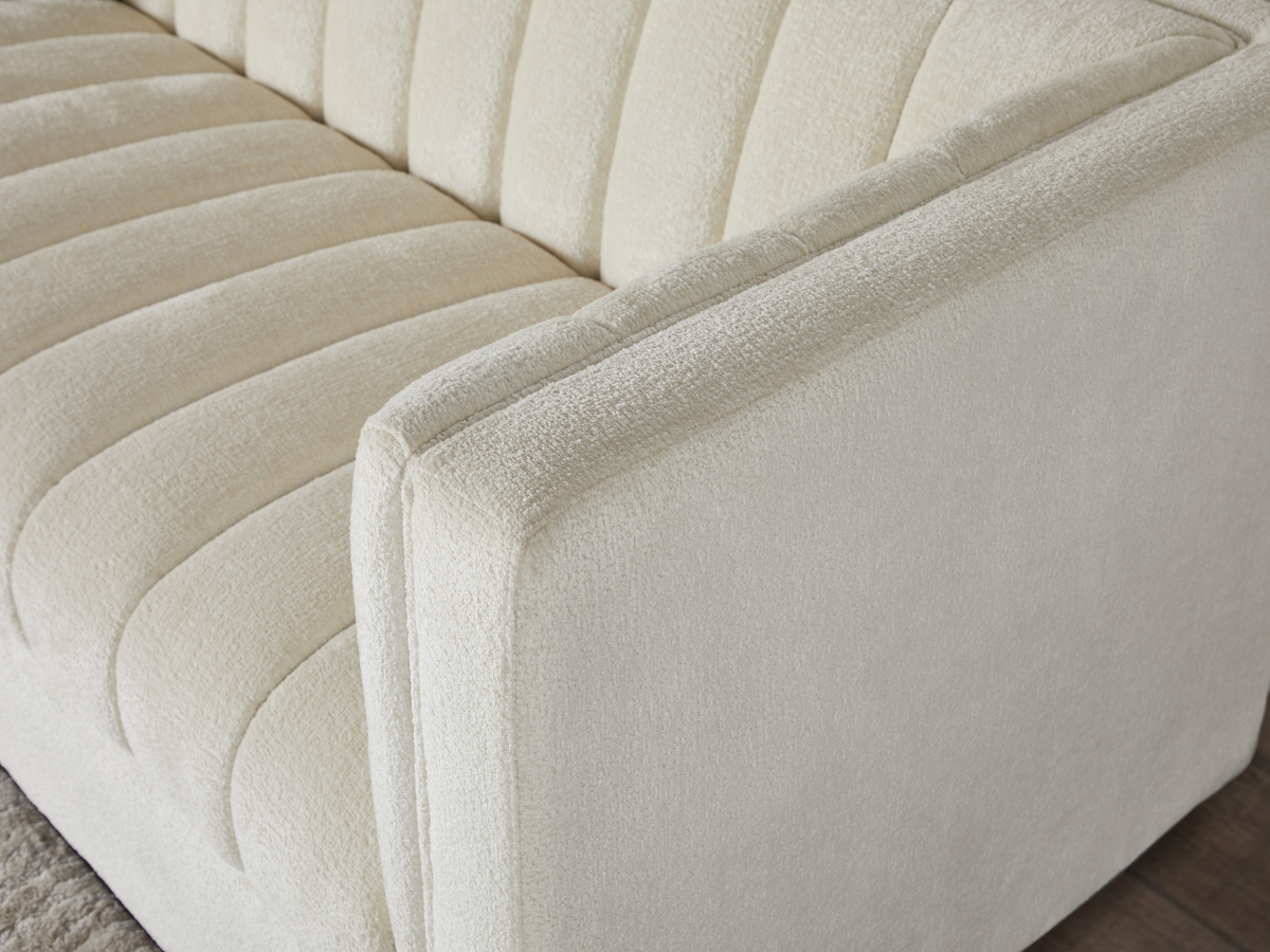 Lavish Upholstered Fabric Channel Chair - Cream