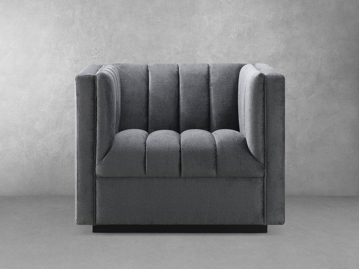 Lavish Upholstered Fabric Channel Chair - Gray