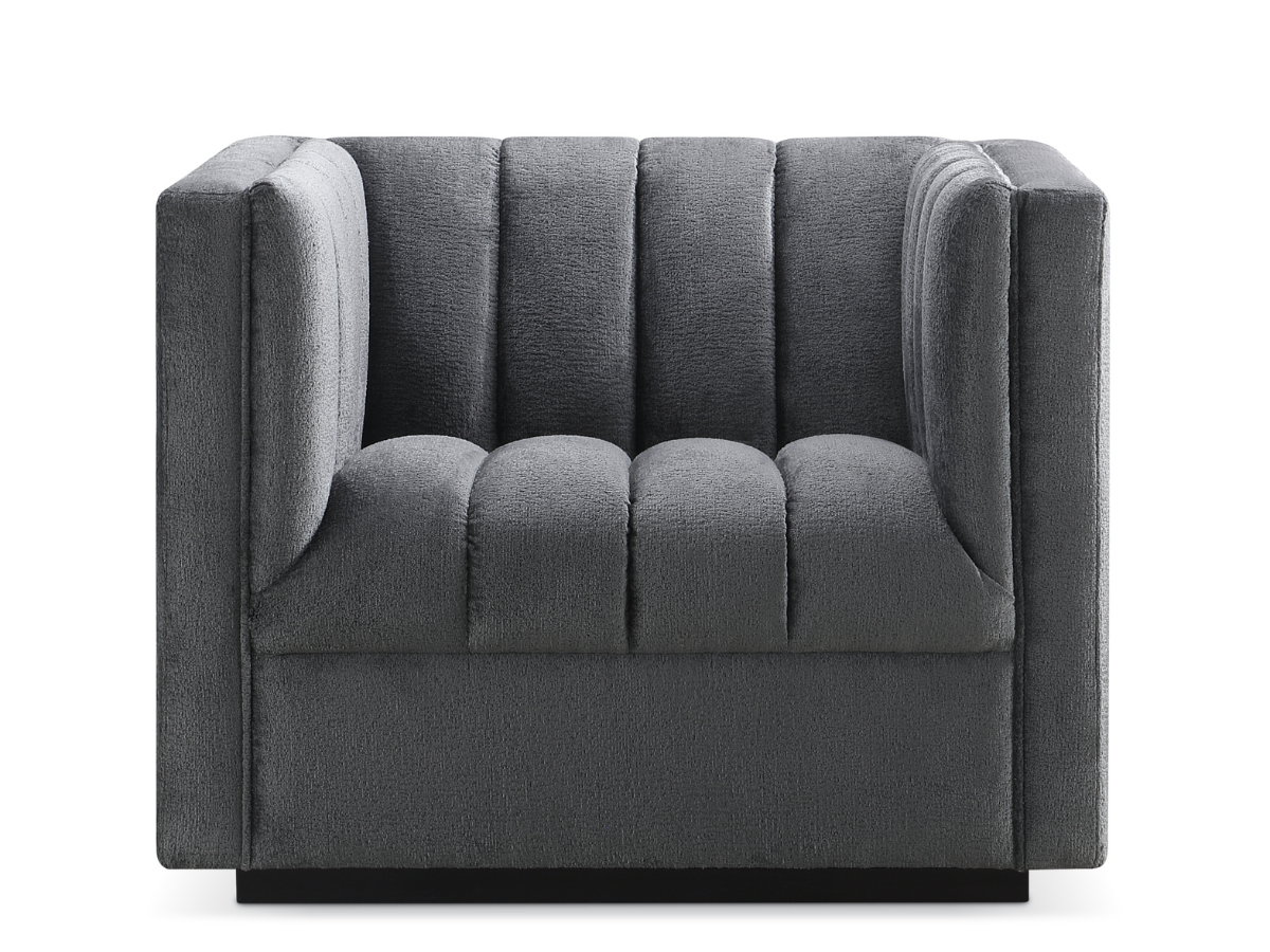 Lavish Upholstered Fabric Channel Chair - Gray