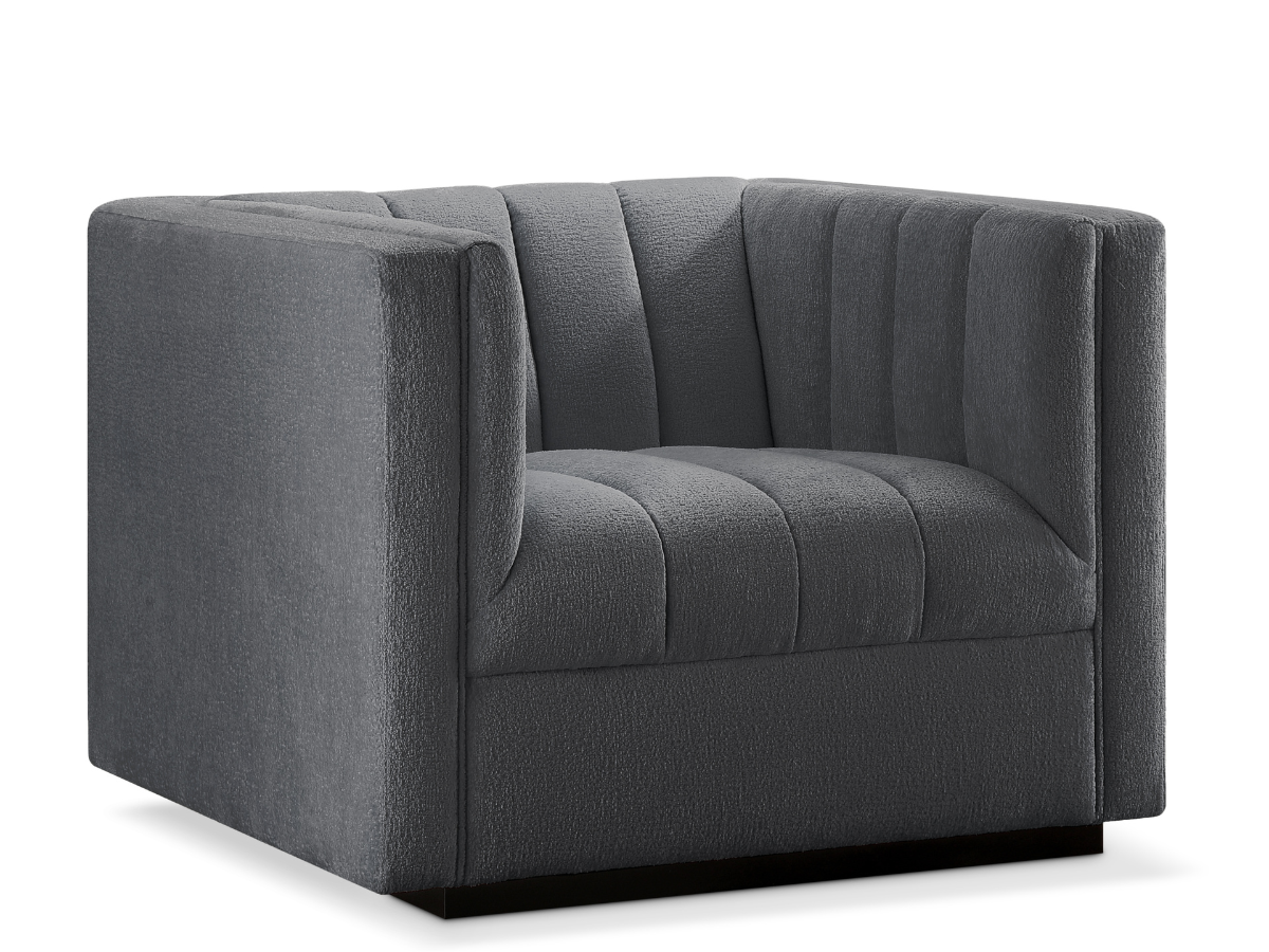 Lavish Upholstered Fabric Channel Chair - Gray