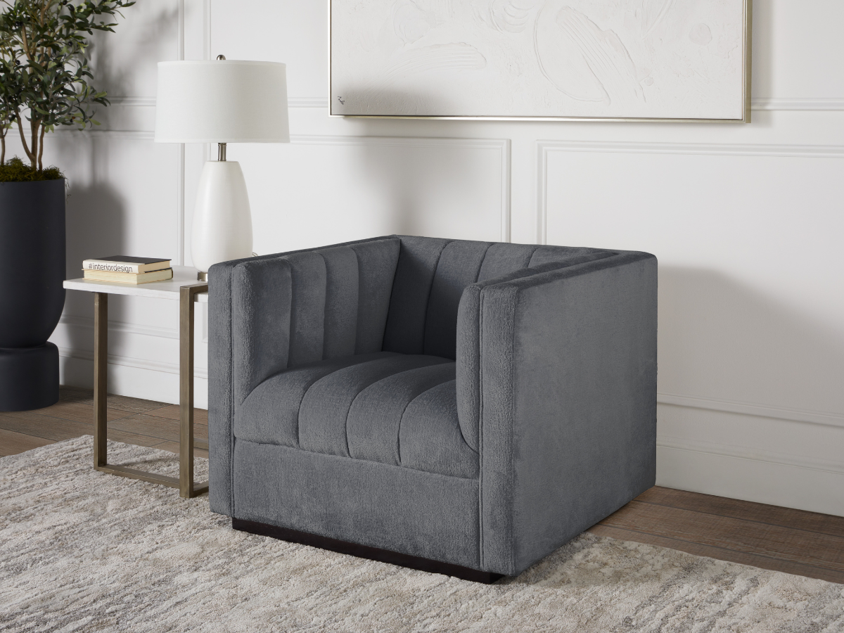 Lavish Upholstered Fabric Channel Chair - Gray