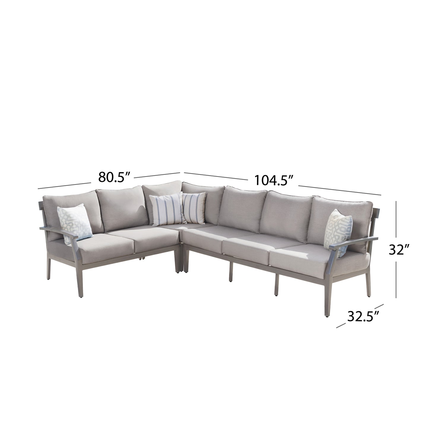 Marilla Outdoor Sectional - Gray (No Coffee Table)