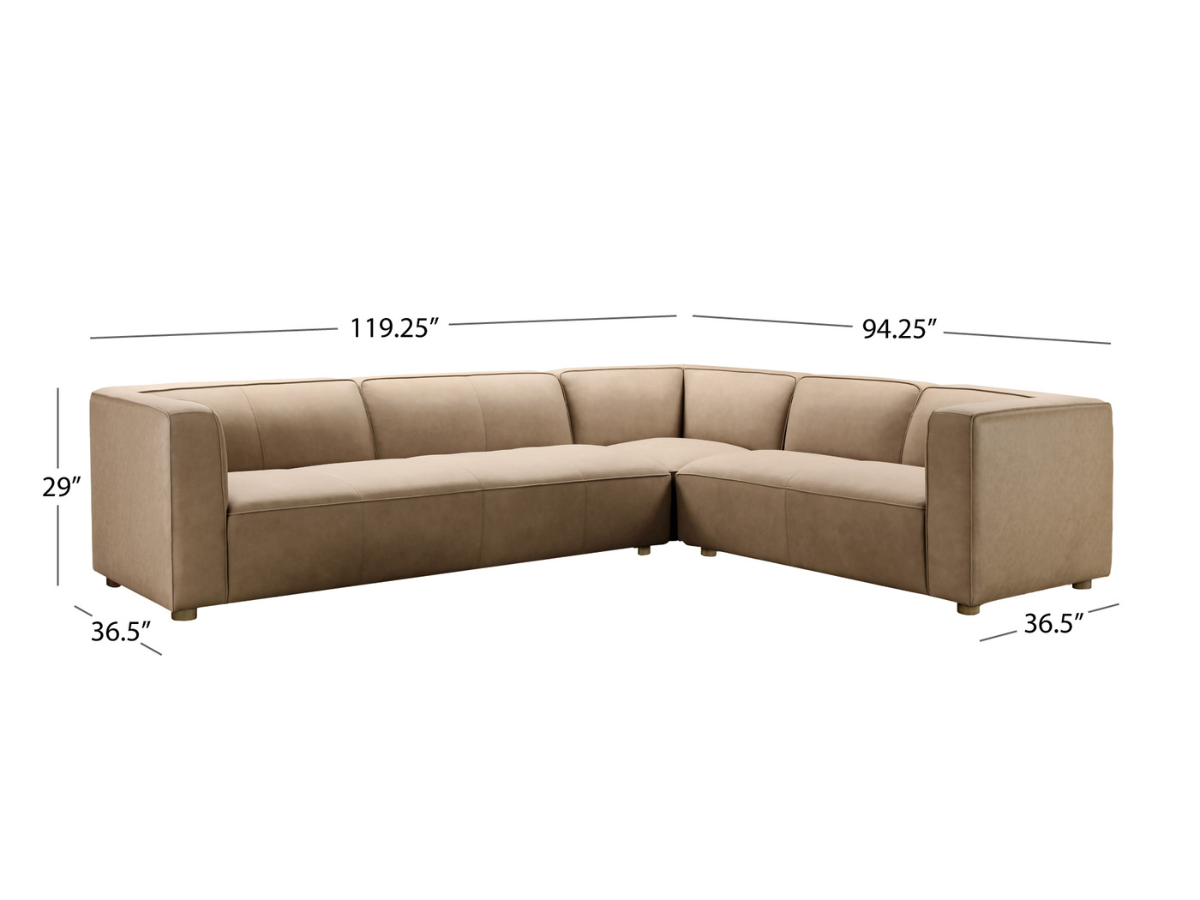 JoJo Fletcher Matteo Nubuck Leather Sectional - Saddle