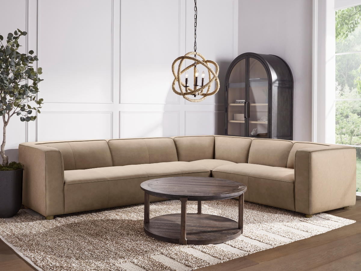 JoJo Fletcher Matteo Nubuck Leather Sectional - Saddle