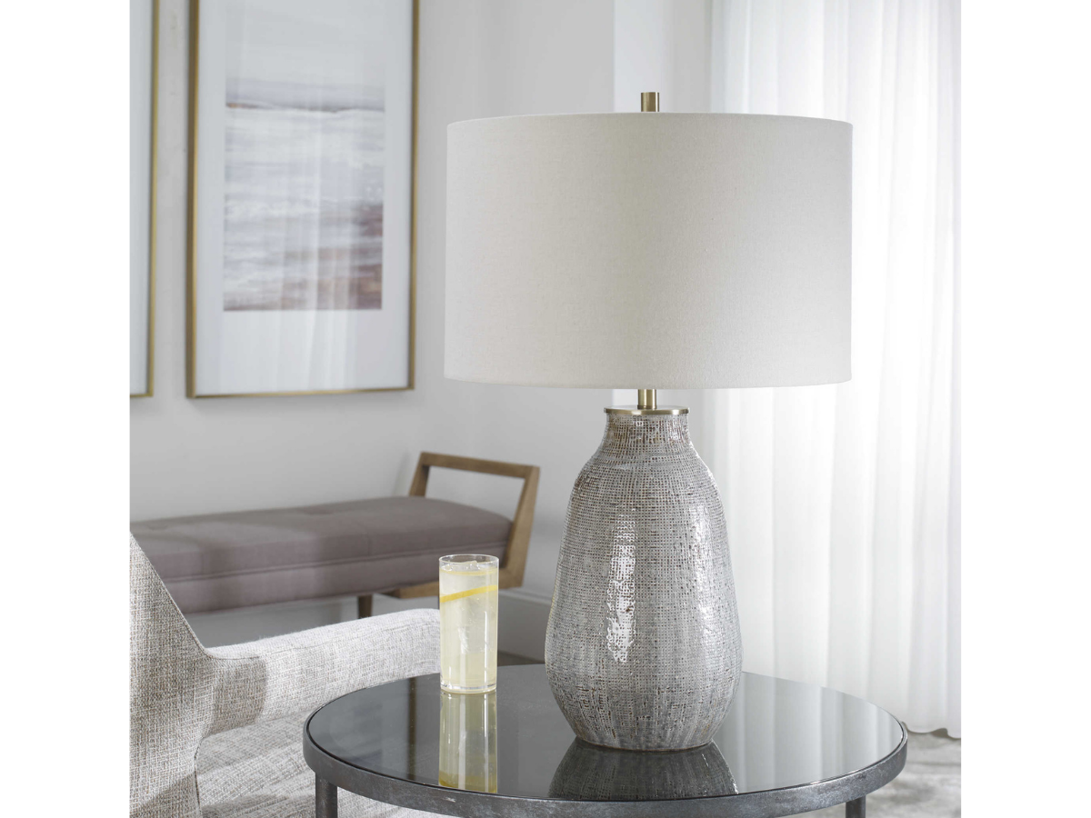 Abbyson Home Moira Gray Textured Table Lamp