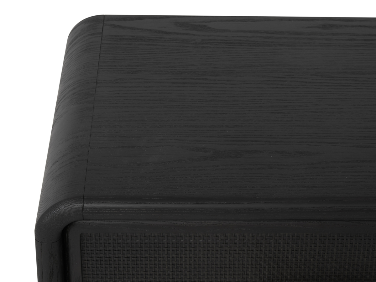 JoJo Fletcher Pauline 1-Drawer Oak & Natural Cane Nightstand - Black