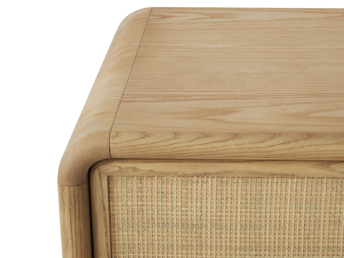 JoJo Fletcher Pauline 1-Drawer Oak & Natural Cane Nightstand - Blonde