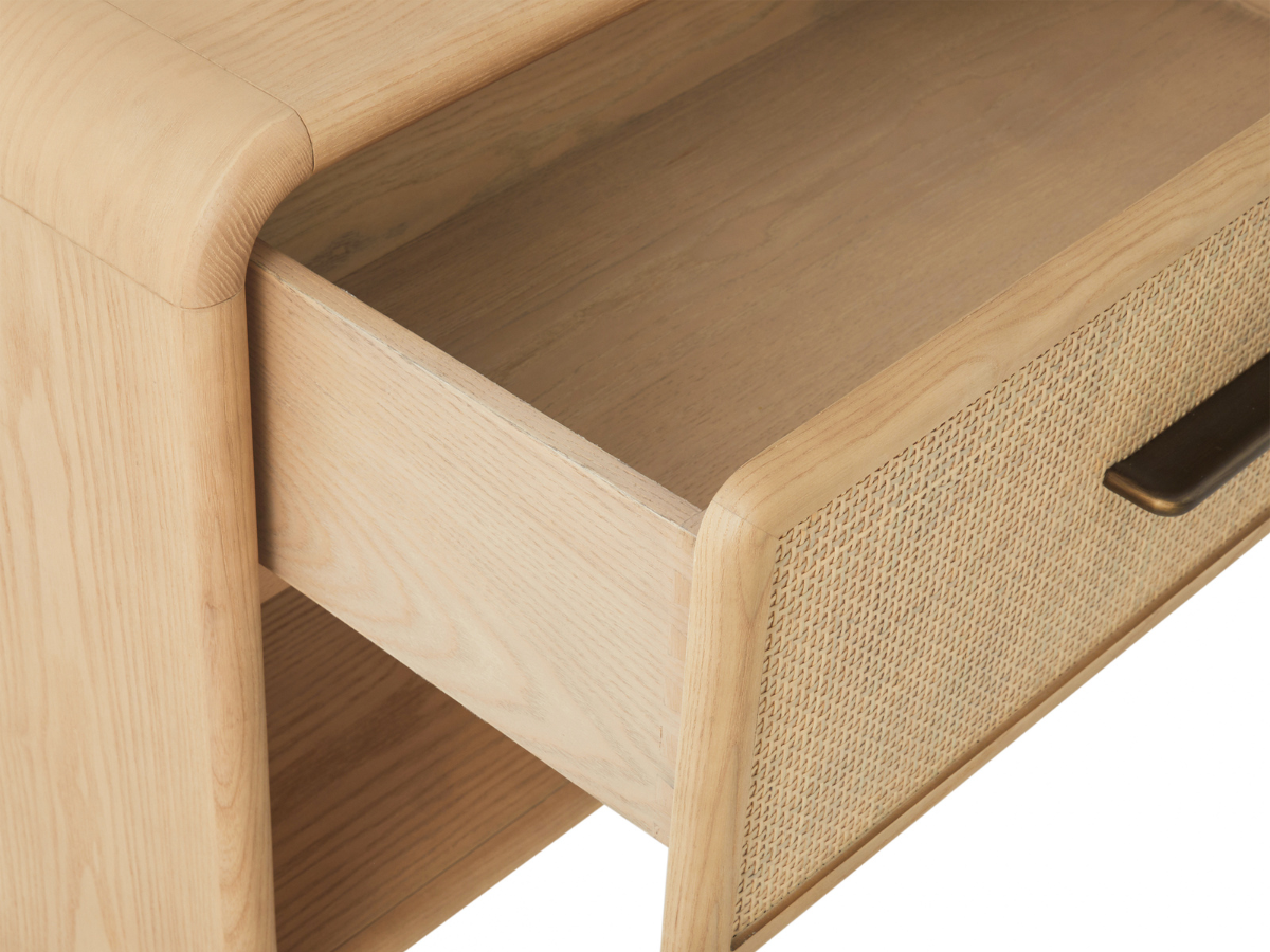 JoJo Fletcher Pauline 1-Drawer Oak & Natural Cane Nightstand - Blonde