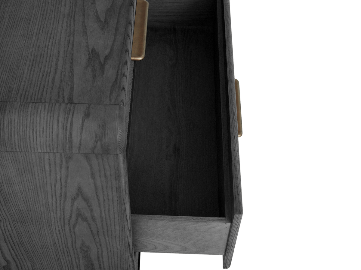 JoJo Fletcher Pauline 6-Drawer Oak & Natural Cane Dresser - Black