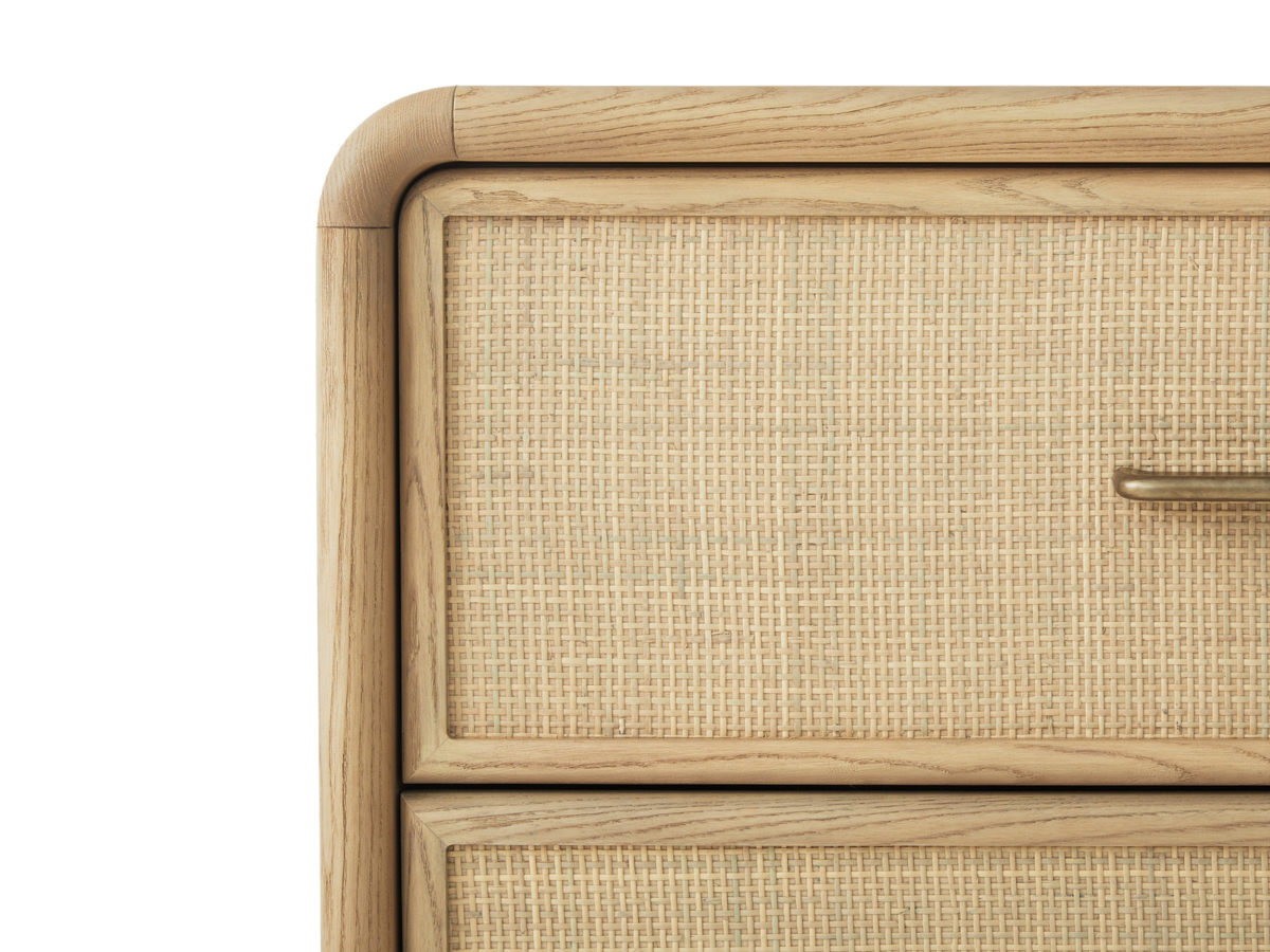 JoJo Fletcher Pauline 6-Drawer Oak & Natural Cane Dresser - Blonde