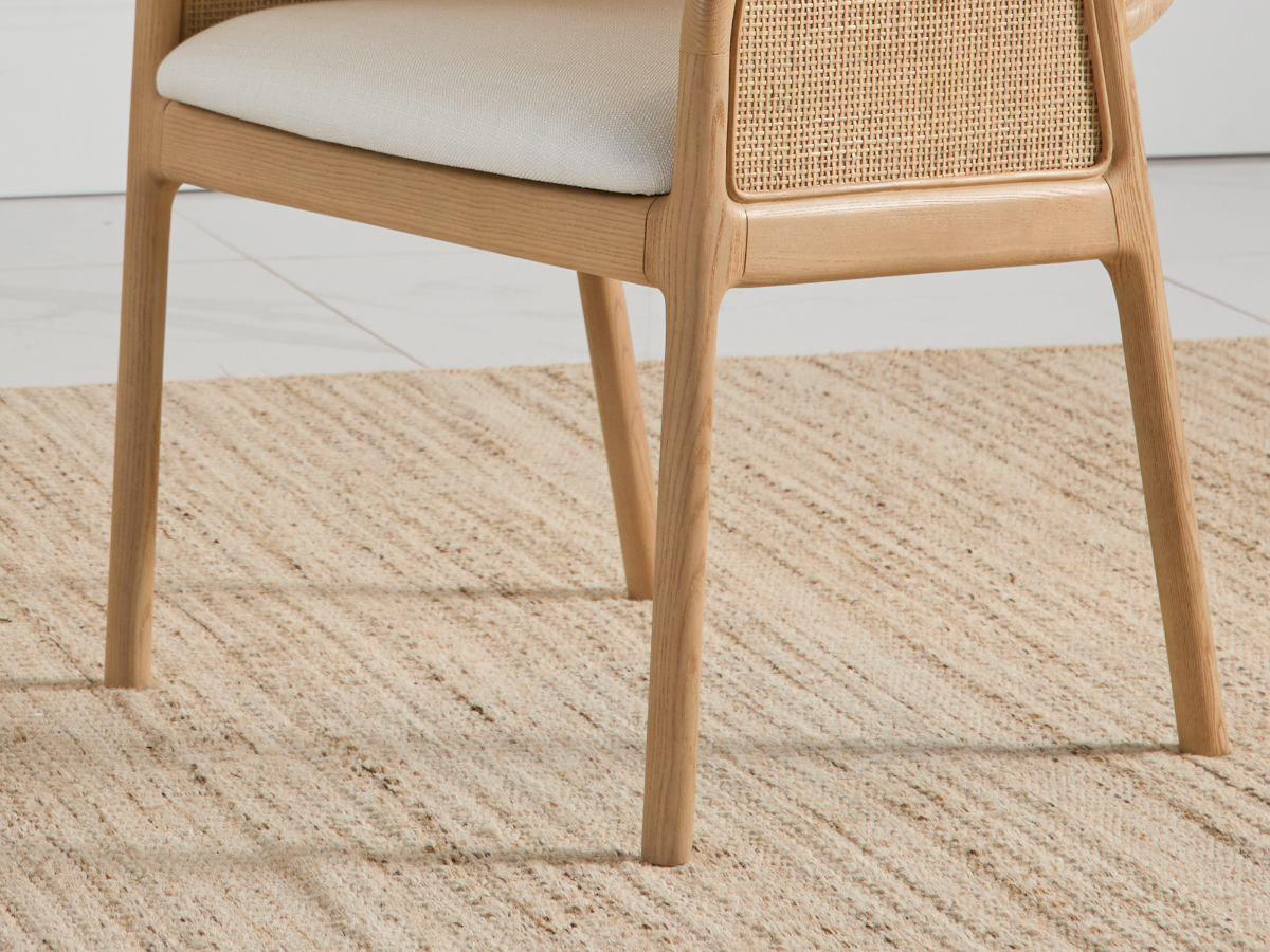 JoJo Fletcher Pauline Oak & Natural Cane Barrel Dining Chair - Blonde