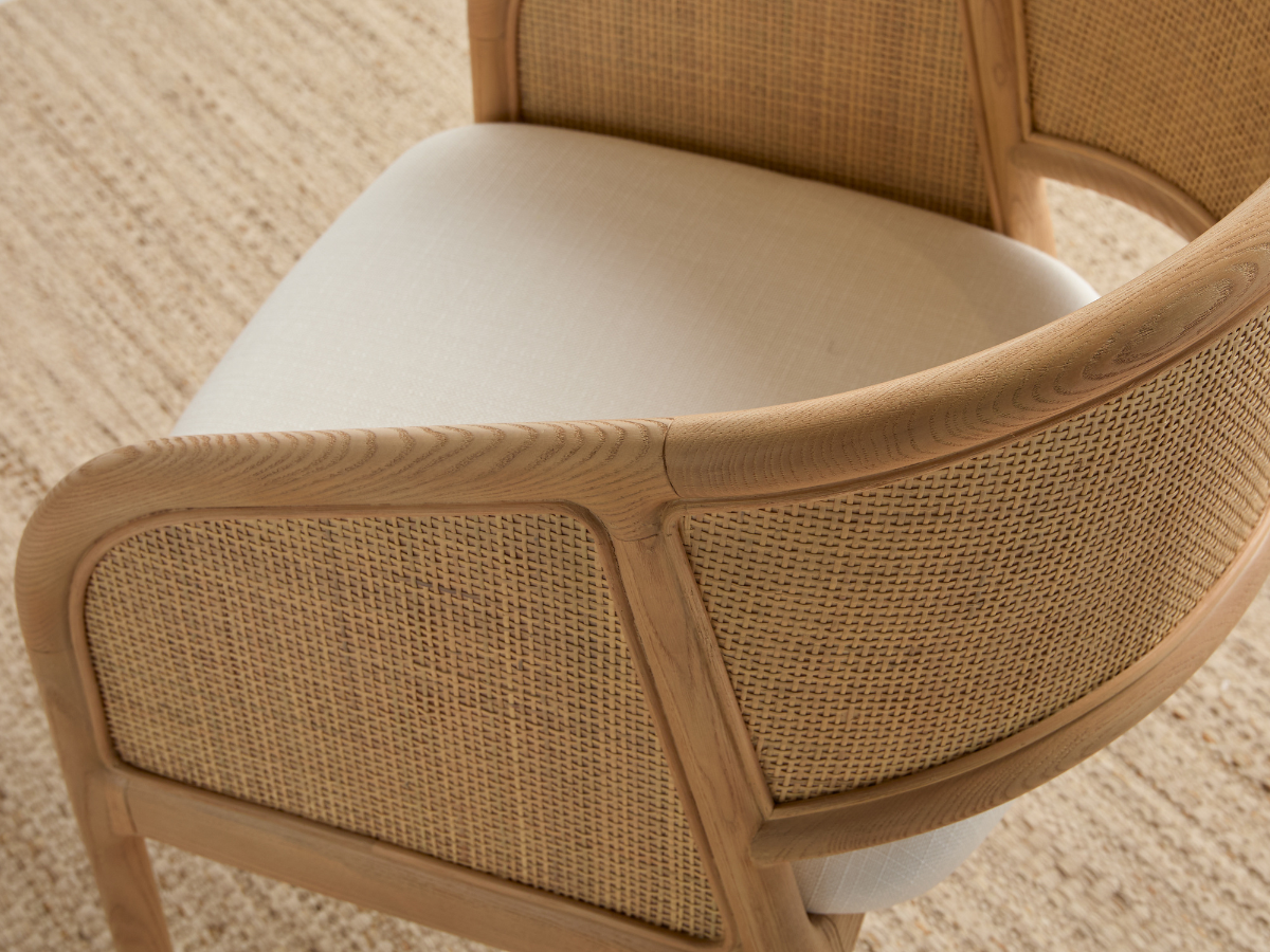 JoJo Fletcher Pauline Oak & Natural Cane Barrel Dining Chair - Blonde