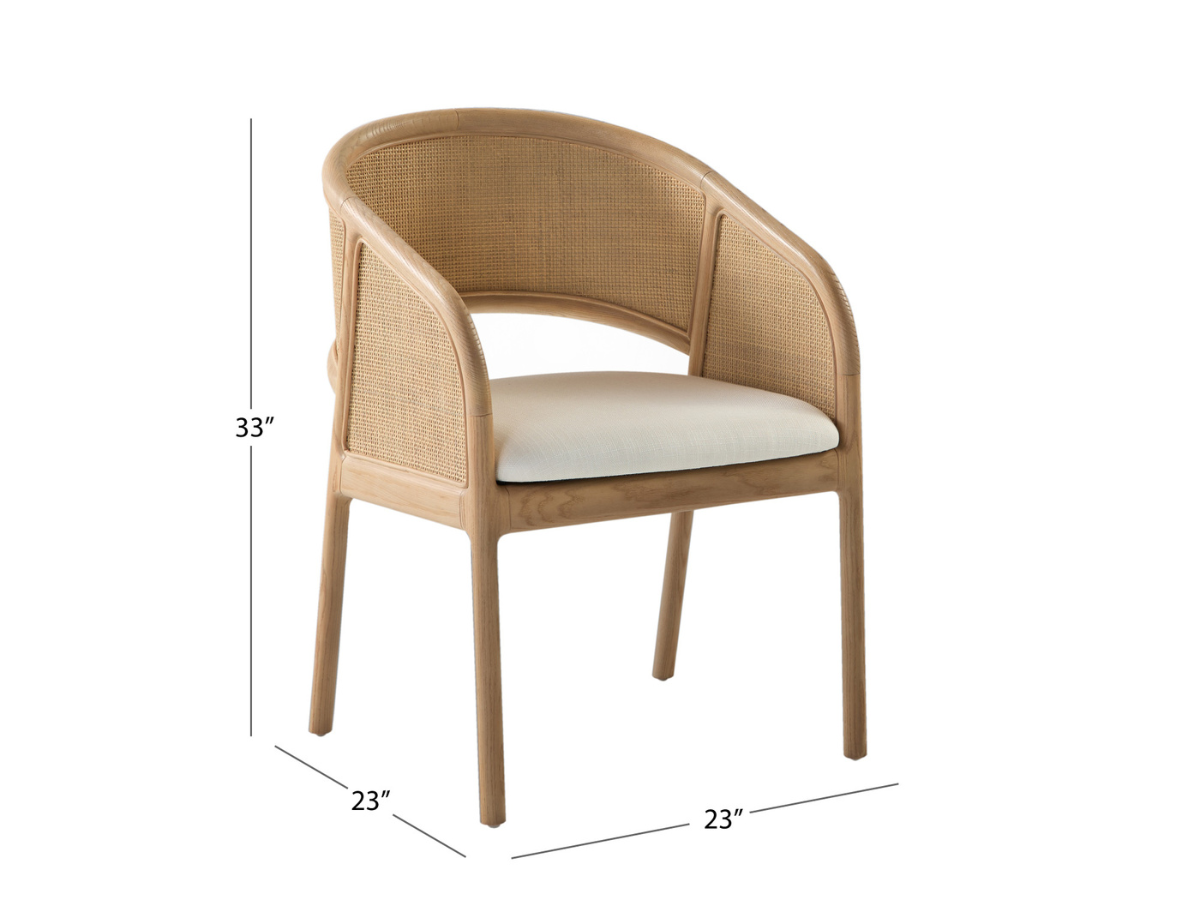 JoJo Fletcher Pauline Oak & Natural Cane Barrel Dining Chair - Blonde