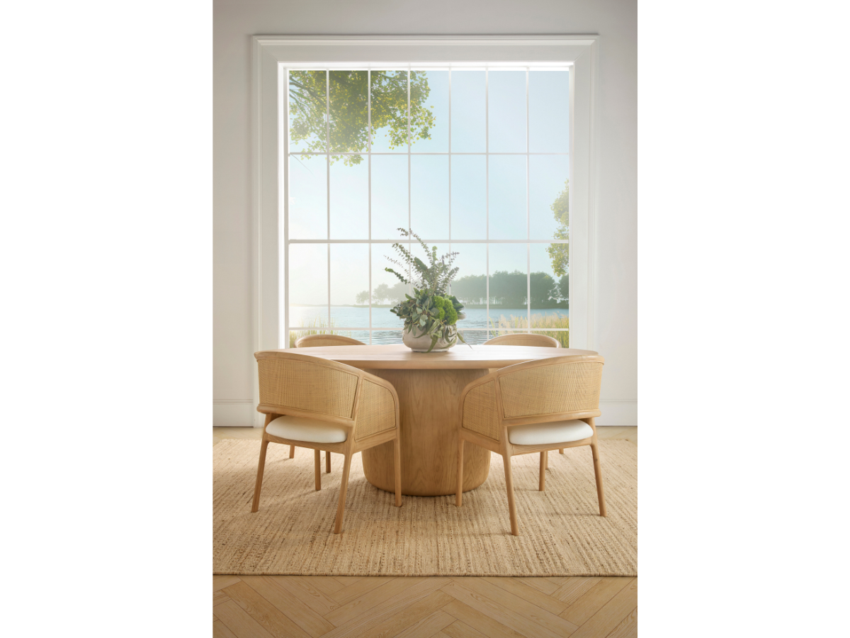 JoJo Fletcher Pauline Oak & Natural Cane Barrel Dining Chair - Blonde