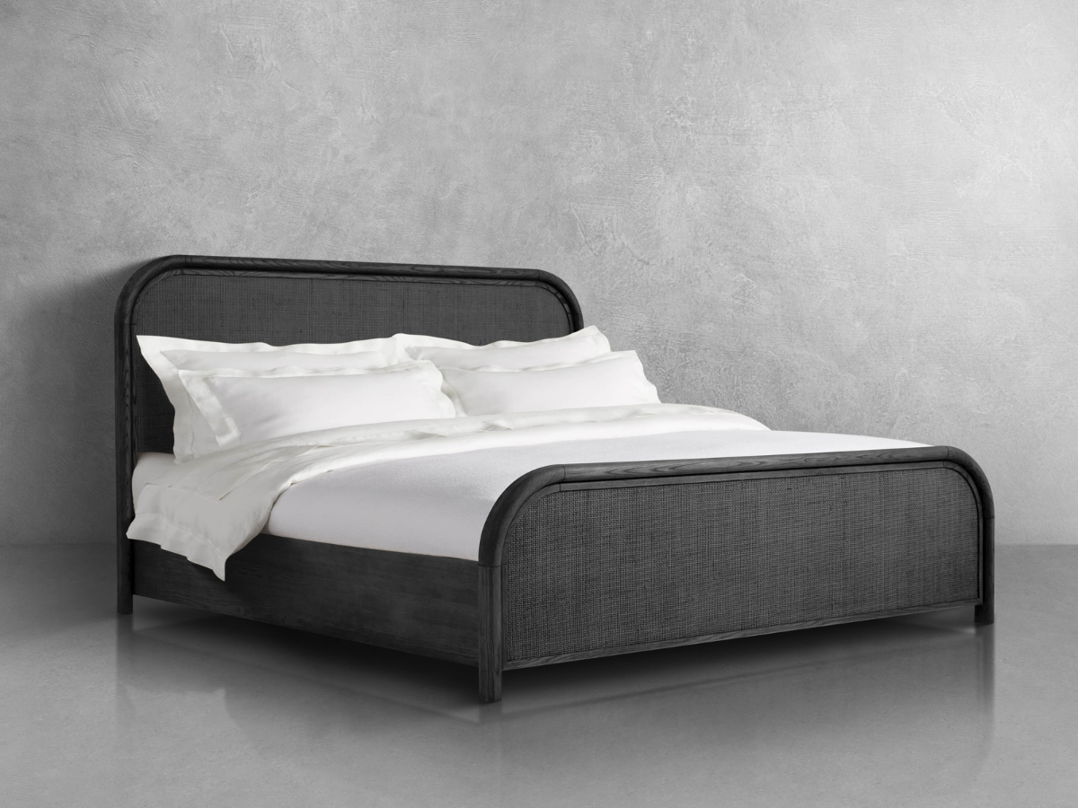 JoJo Fletcher Pauline Oak & Natural Cane Bed - Black - Queen