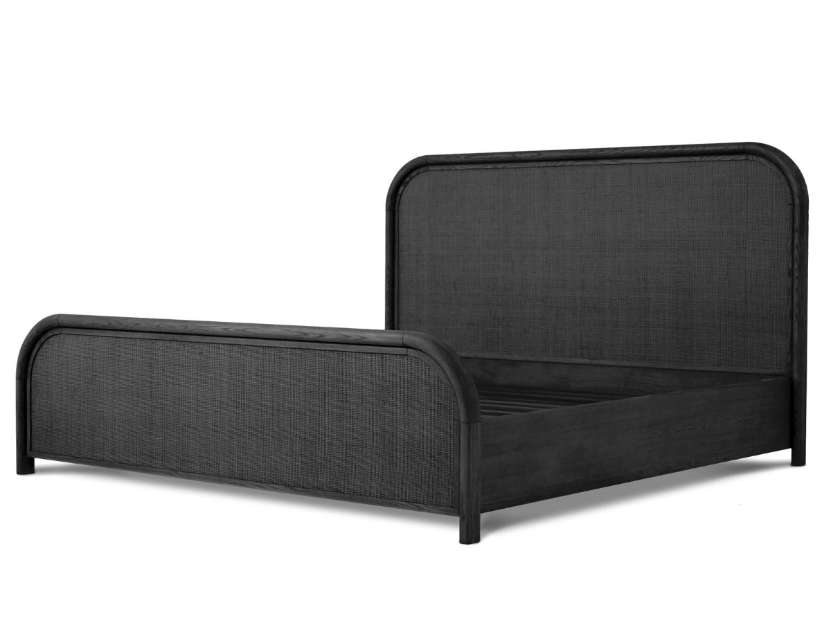 JoJo Fletcher Pauline Oak & Natural Cane Bed - Black - King