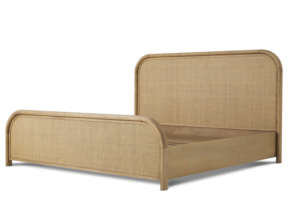 JoJo Fletcher Pauline Oak & Natural Cane Bed - Blonde - Queen