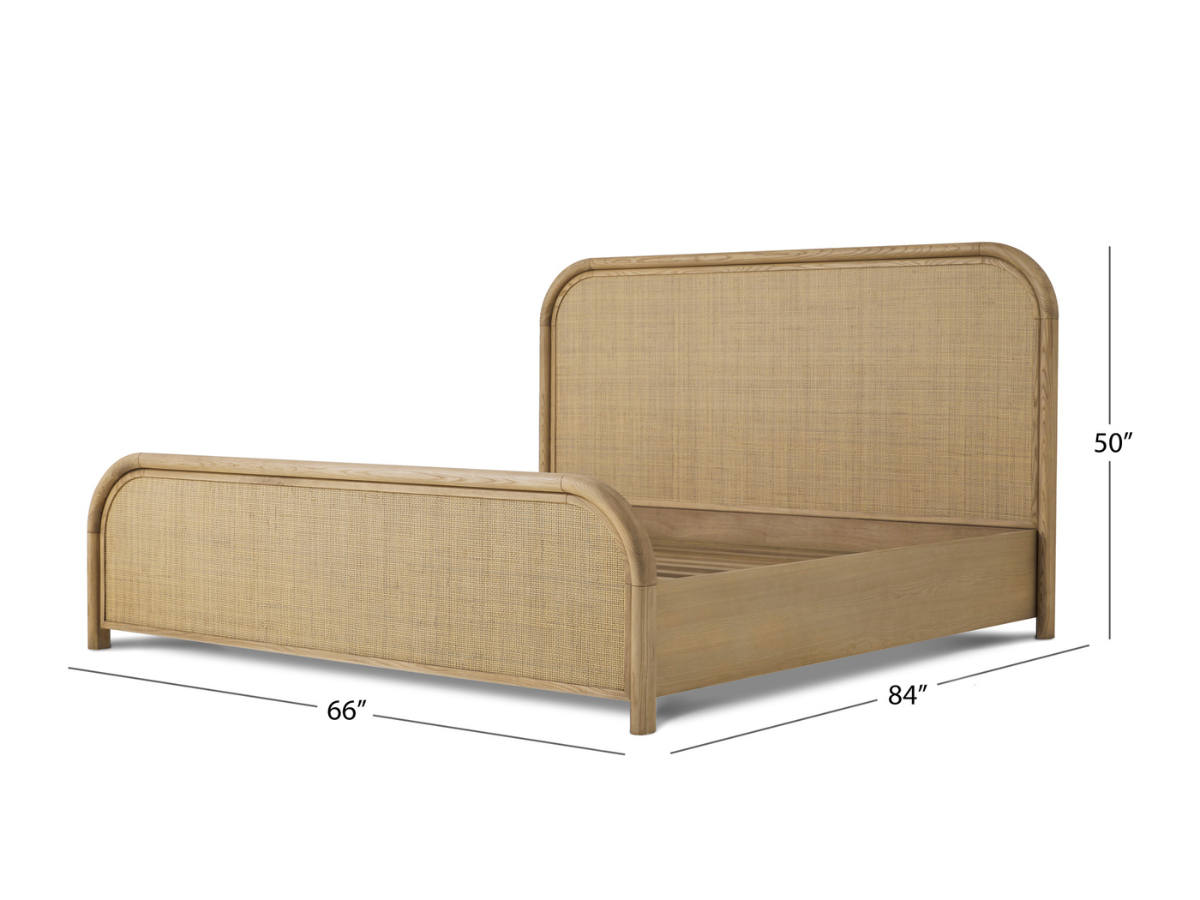 JoJo Fletcher Pauline Oak & Natural Cane Bed - Blonde - Queen