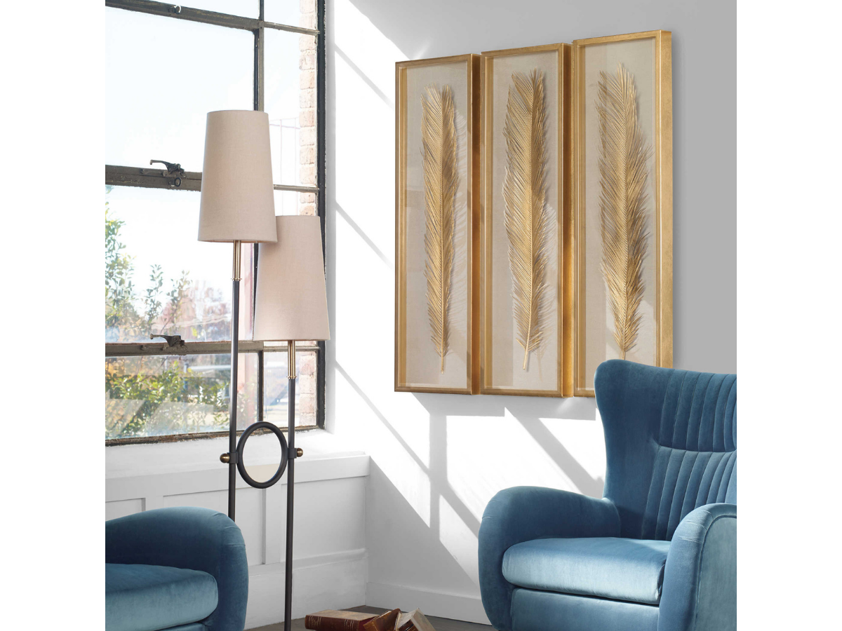 Abbyson Home Placid Gold Leaf Shadow Box, Set of 3