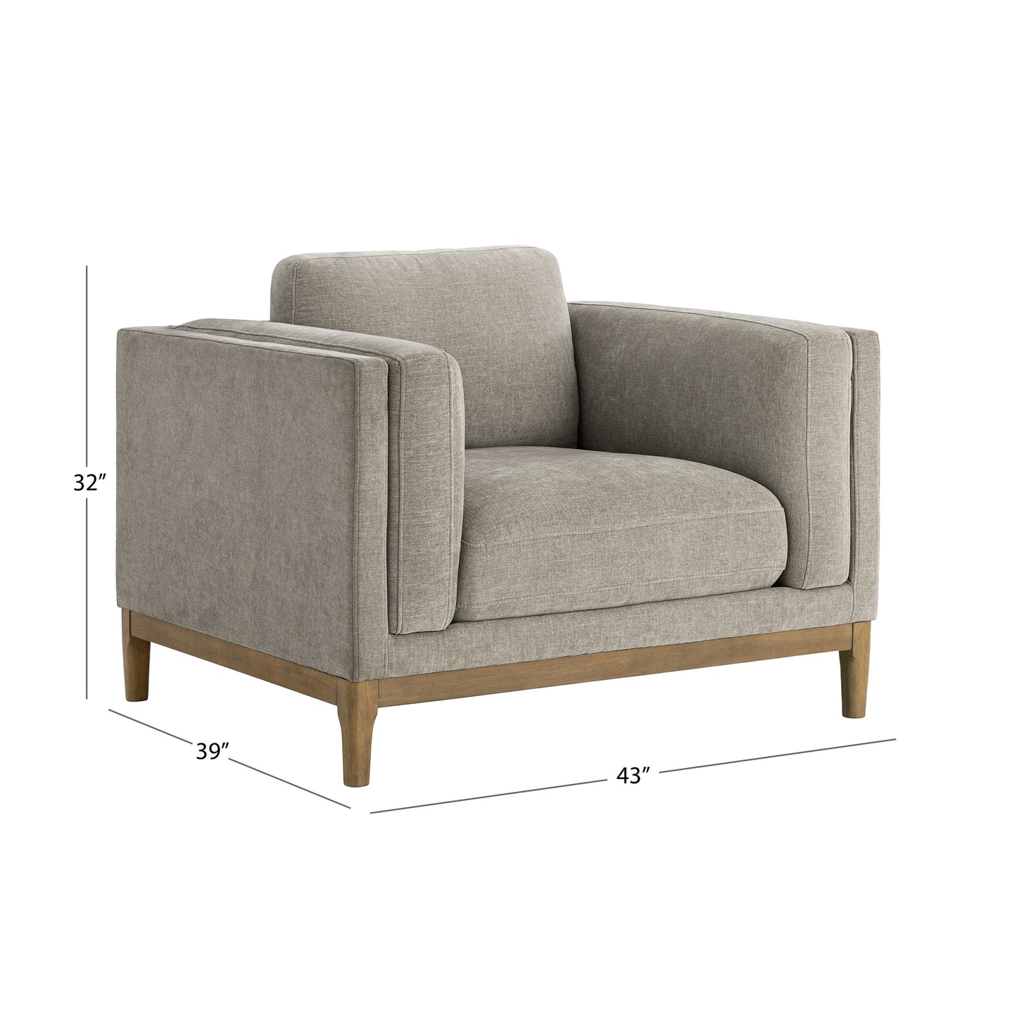 Renee Fabric Chair with Wood Base, Gray