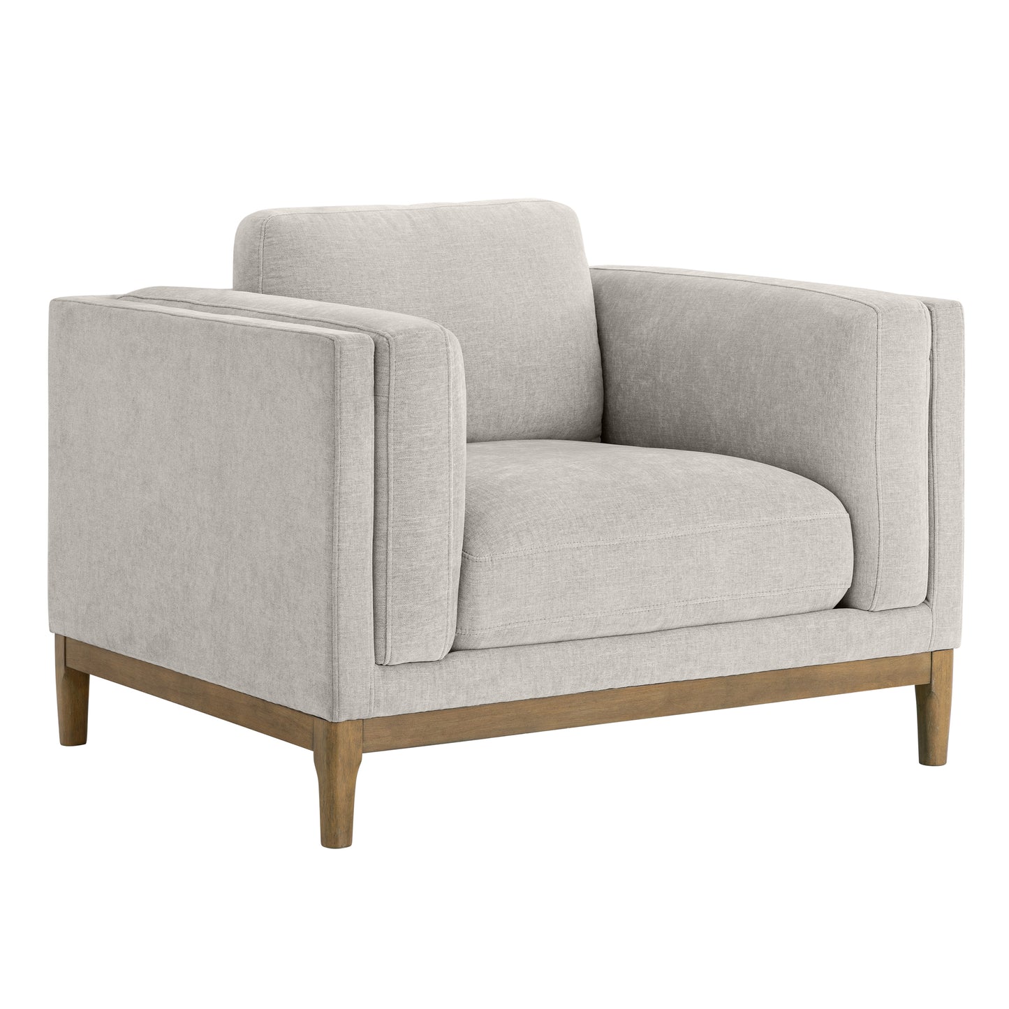 Renee Fabric Chair with Wood Base, Light Gray