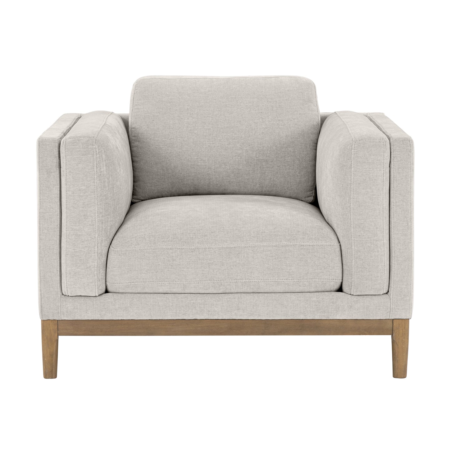 Renee Fabric Chair with Wood Base, Light Gray