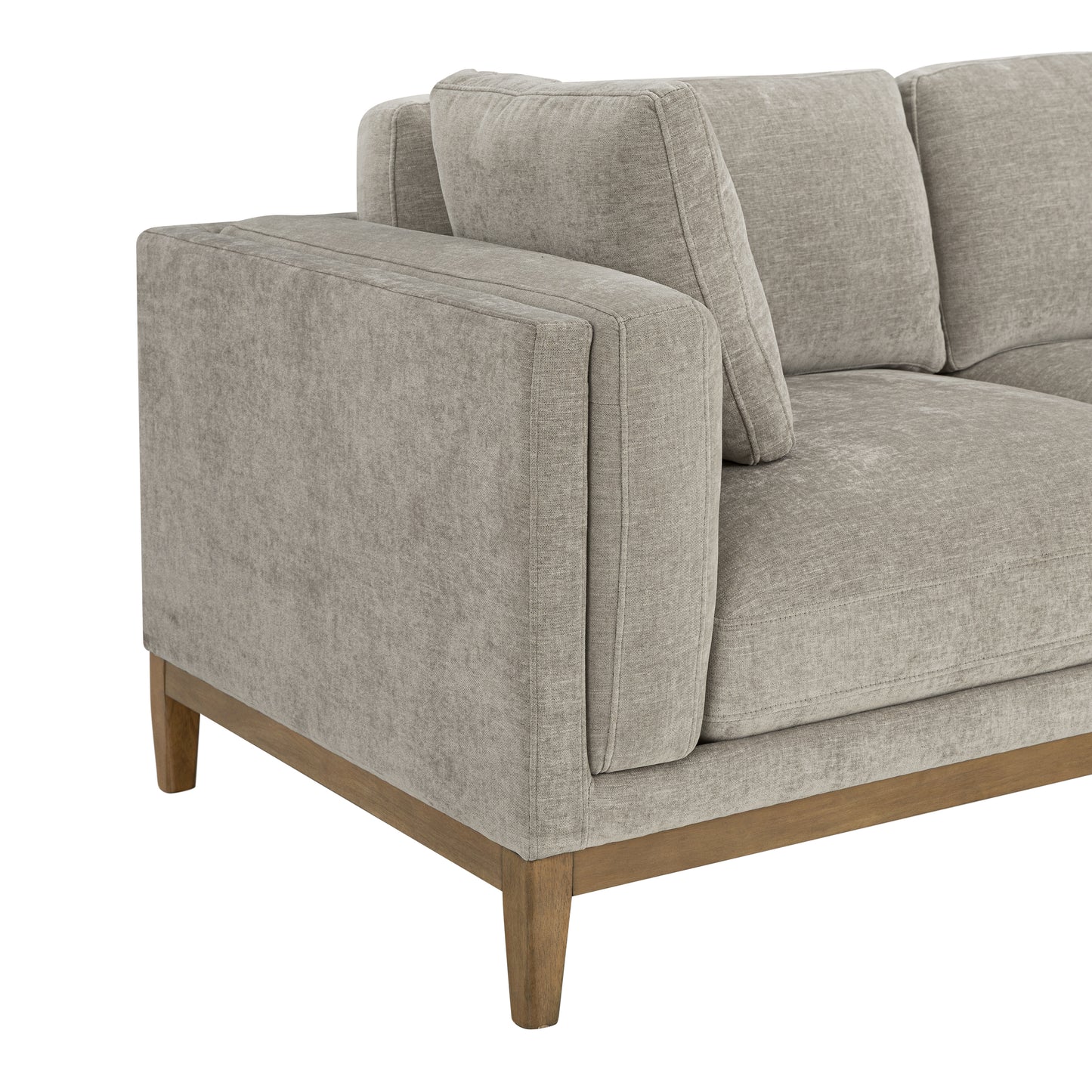 Renee Fabric Sofa with Wood Base, Gray