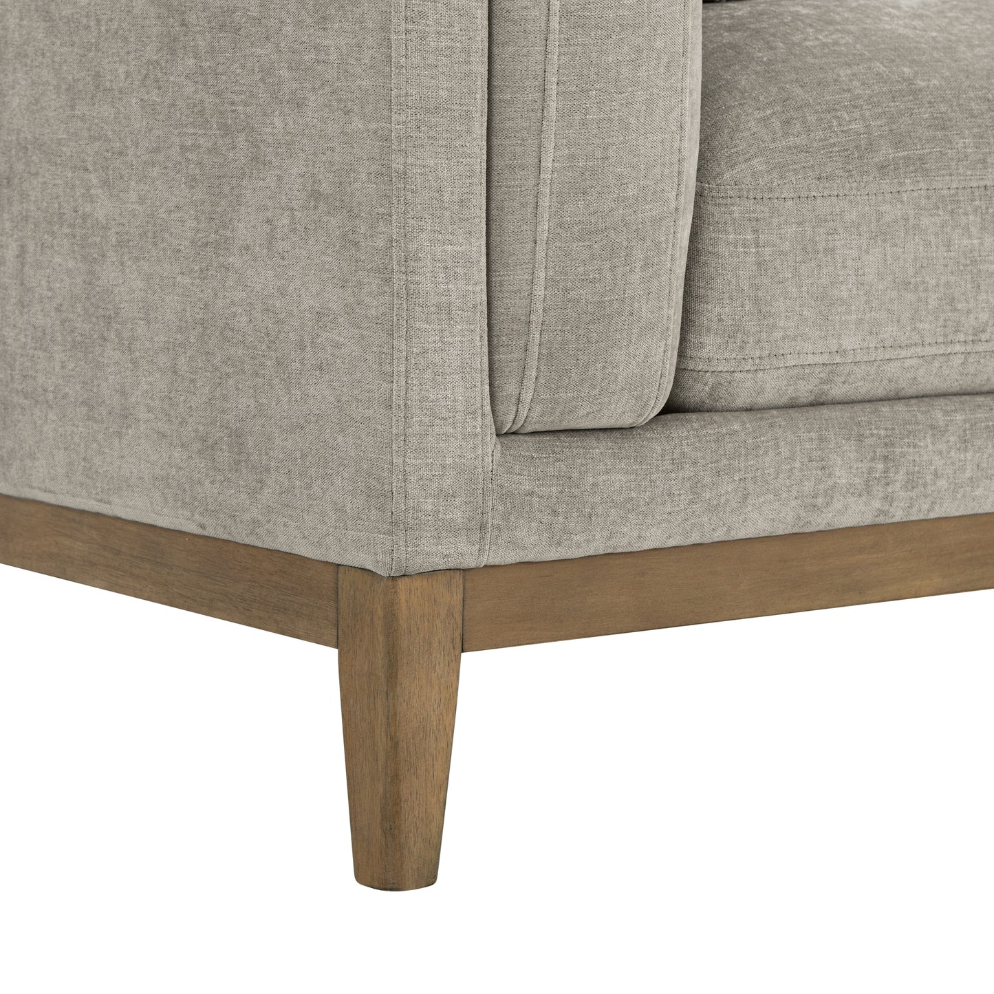 Renee Fabric Sofa with Wood Base, Gray