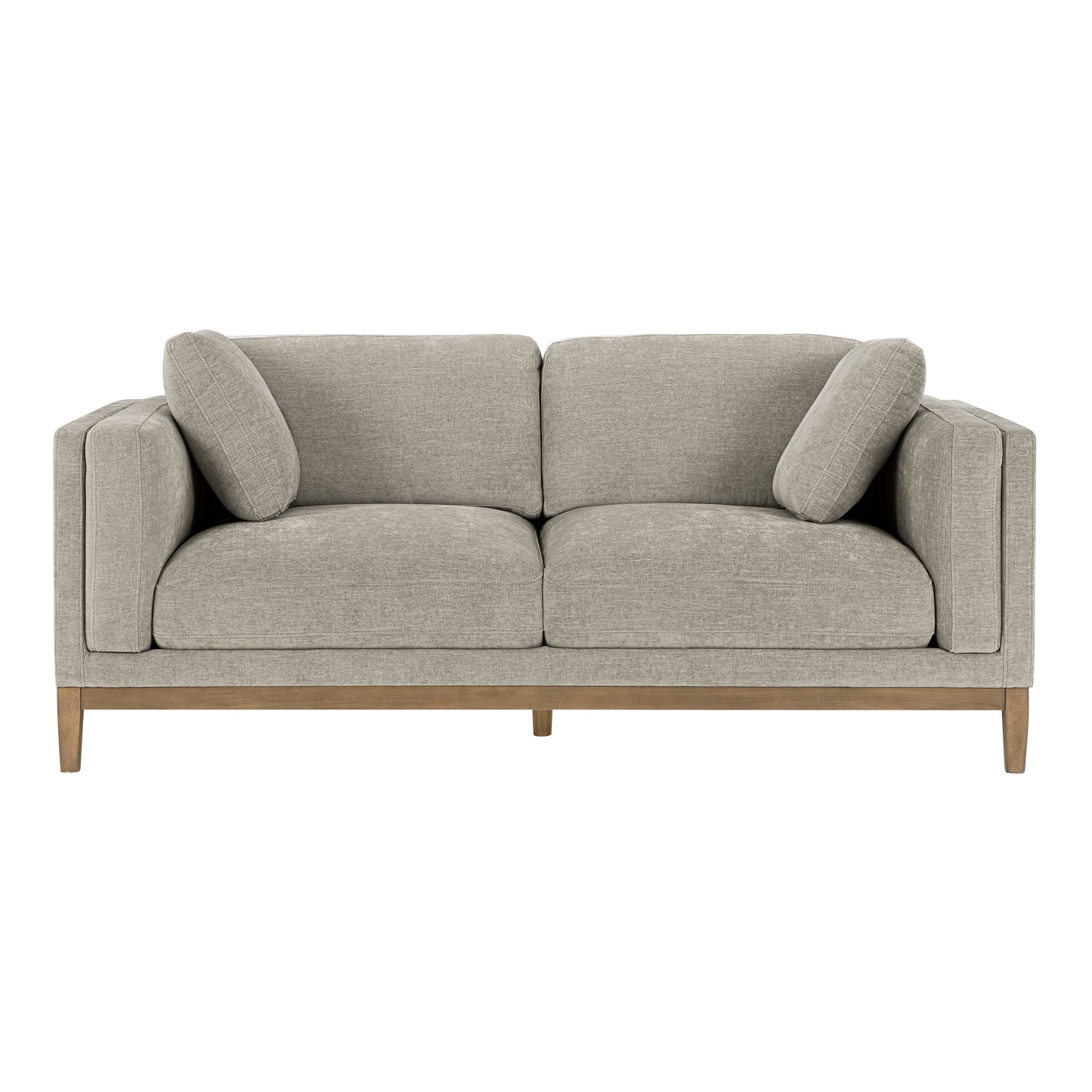 Renee Fabric Sofa with Wood Base, Gray