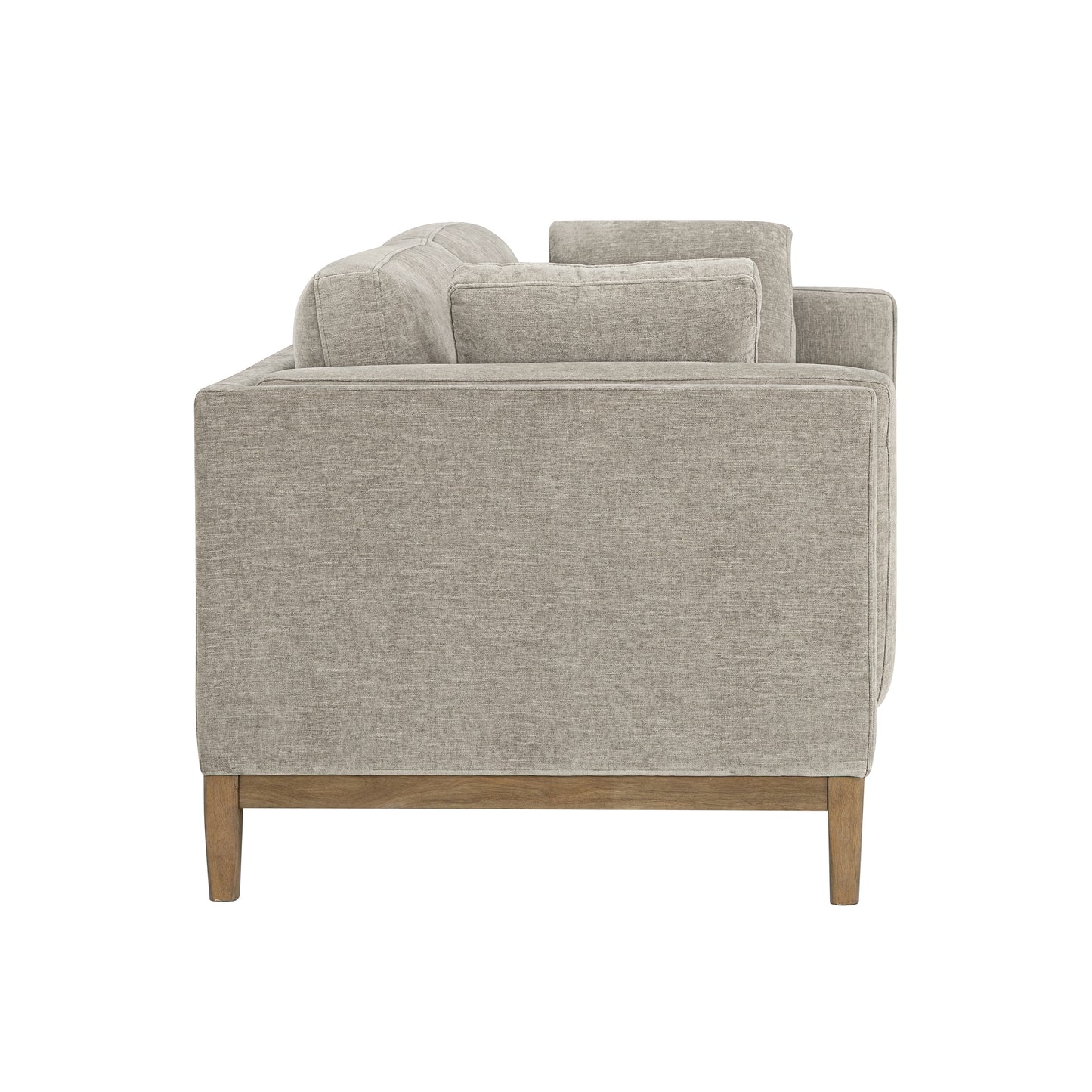 Renee Fabric Sofa with Wood Base, Gray