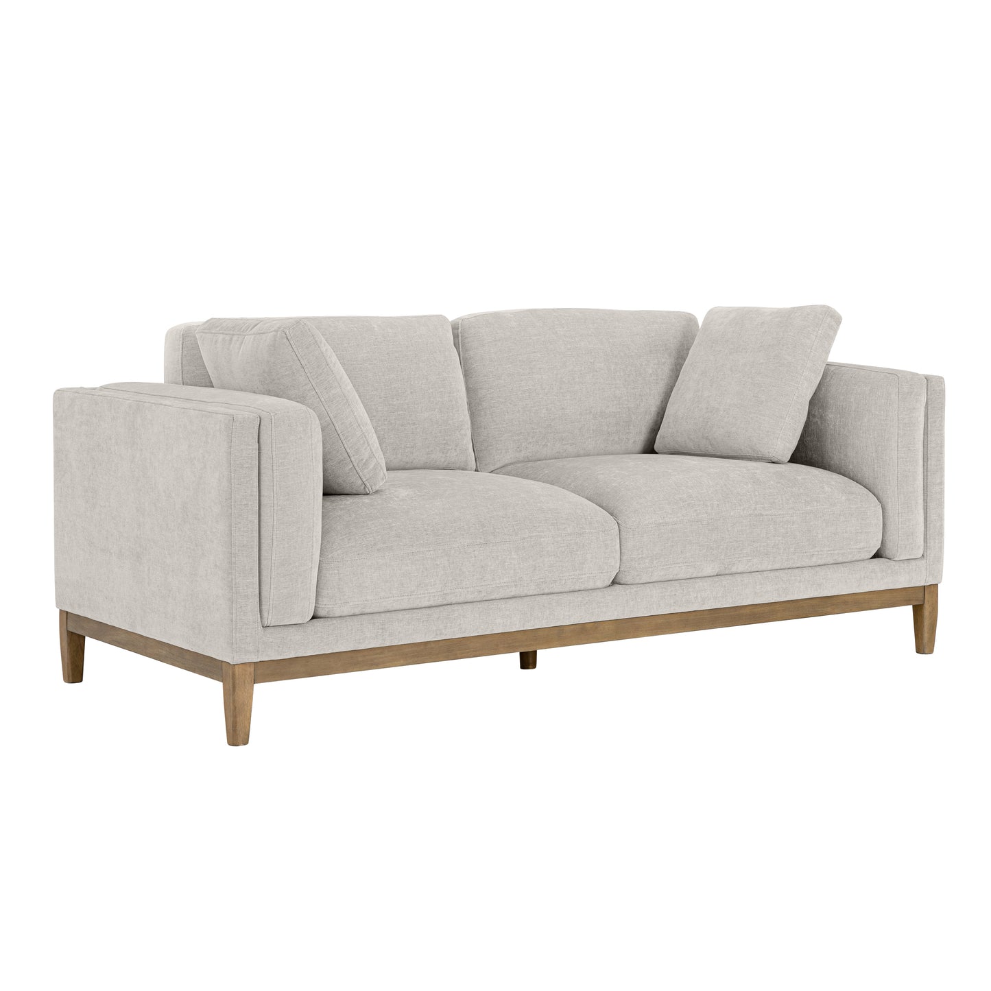 Renee Fabric Sofa with Wood Base, Light Gray