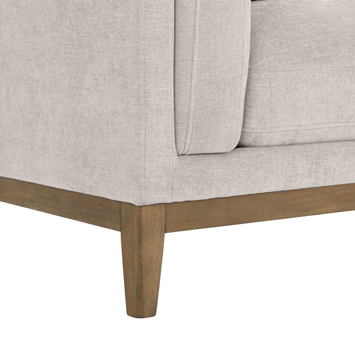 Renee Fabric Sofa with Wood Base, Light Gray