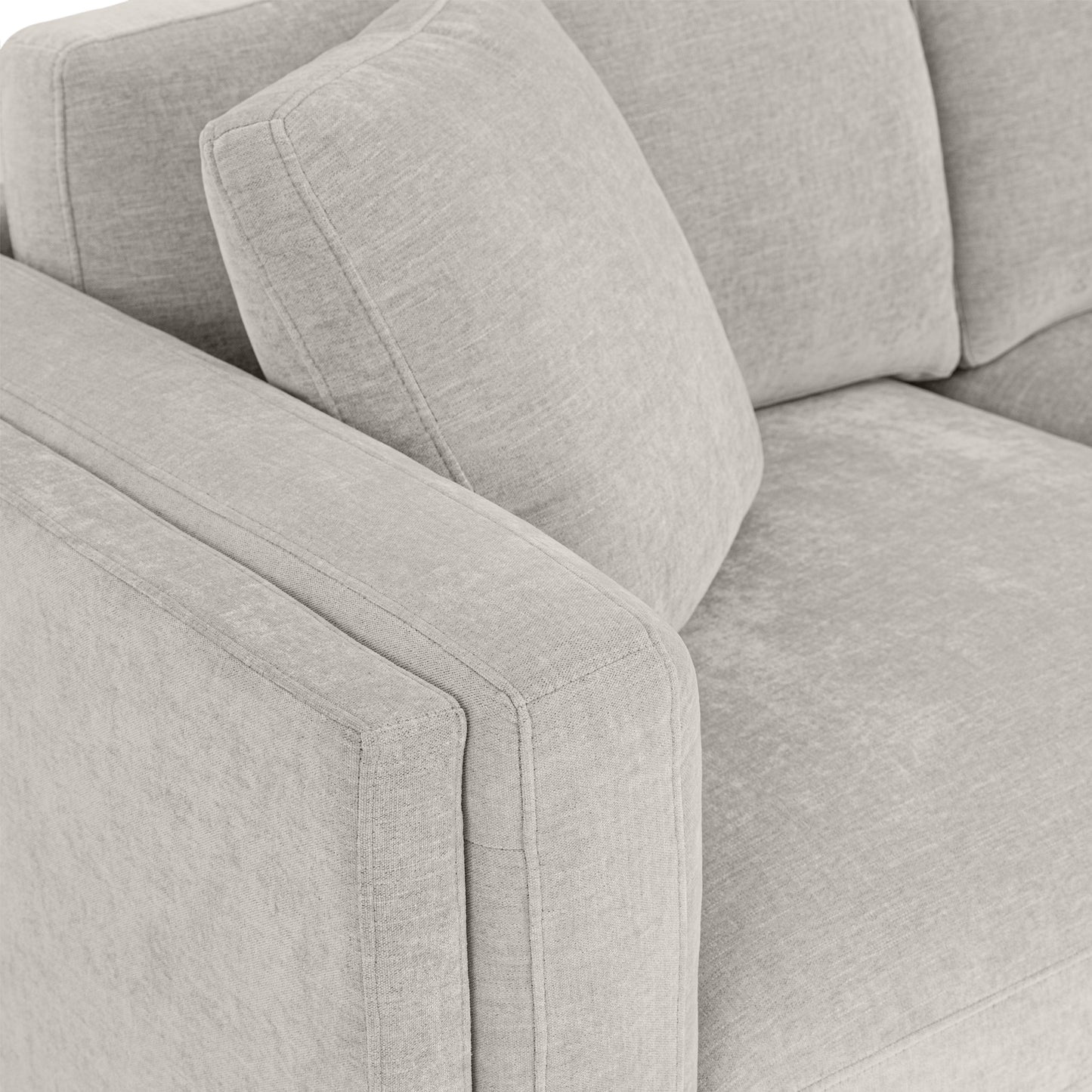 Renee Fabric Sofa with Wood Base, Light Gray