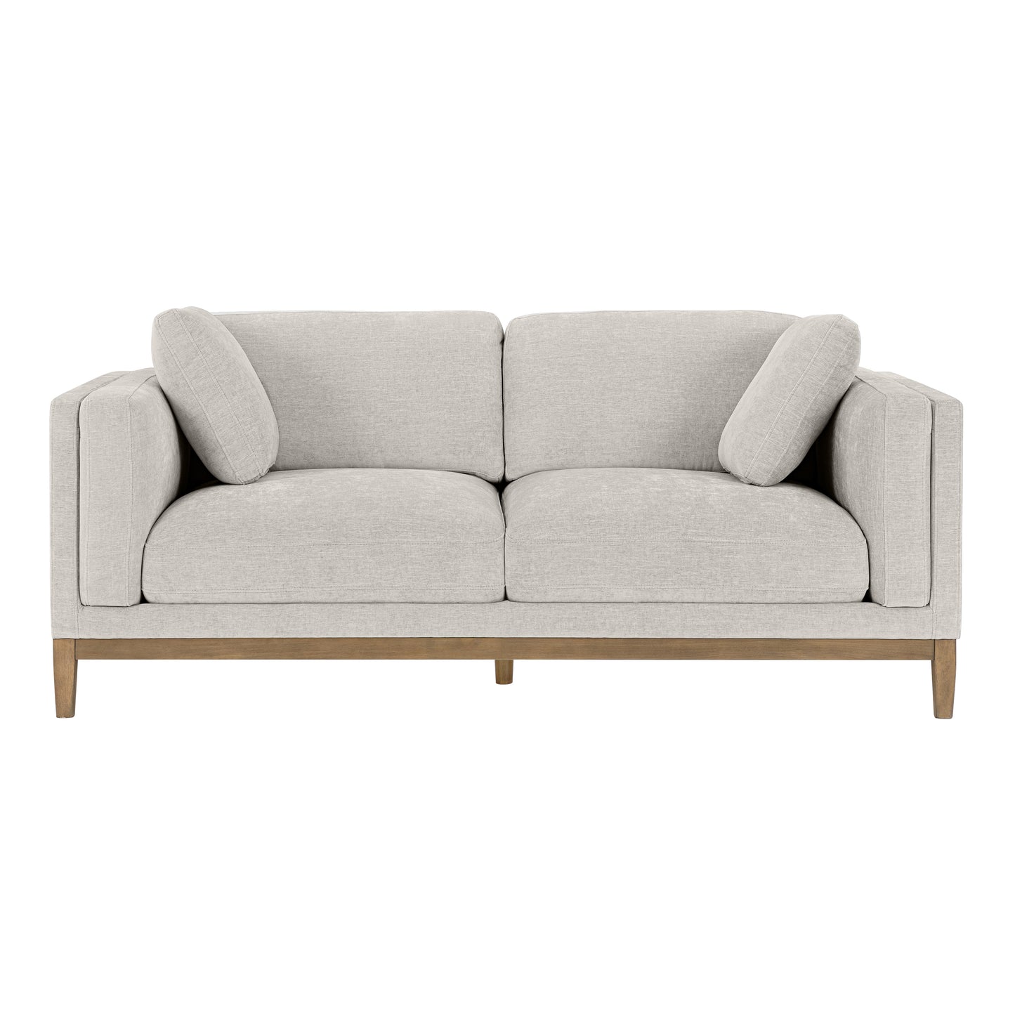 Renee Fabric Sofa with Wood Base, Light Gray